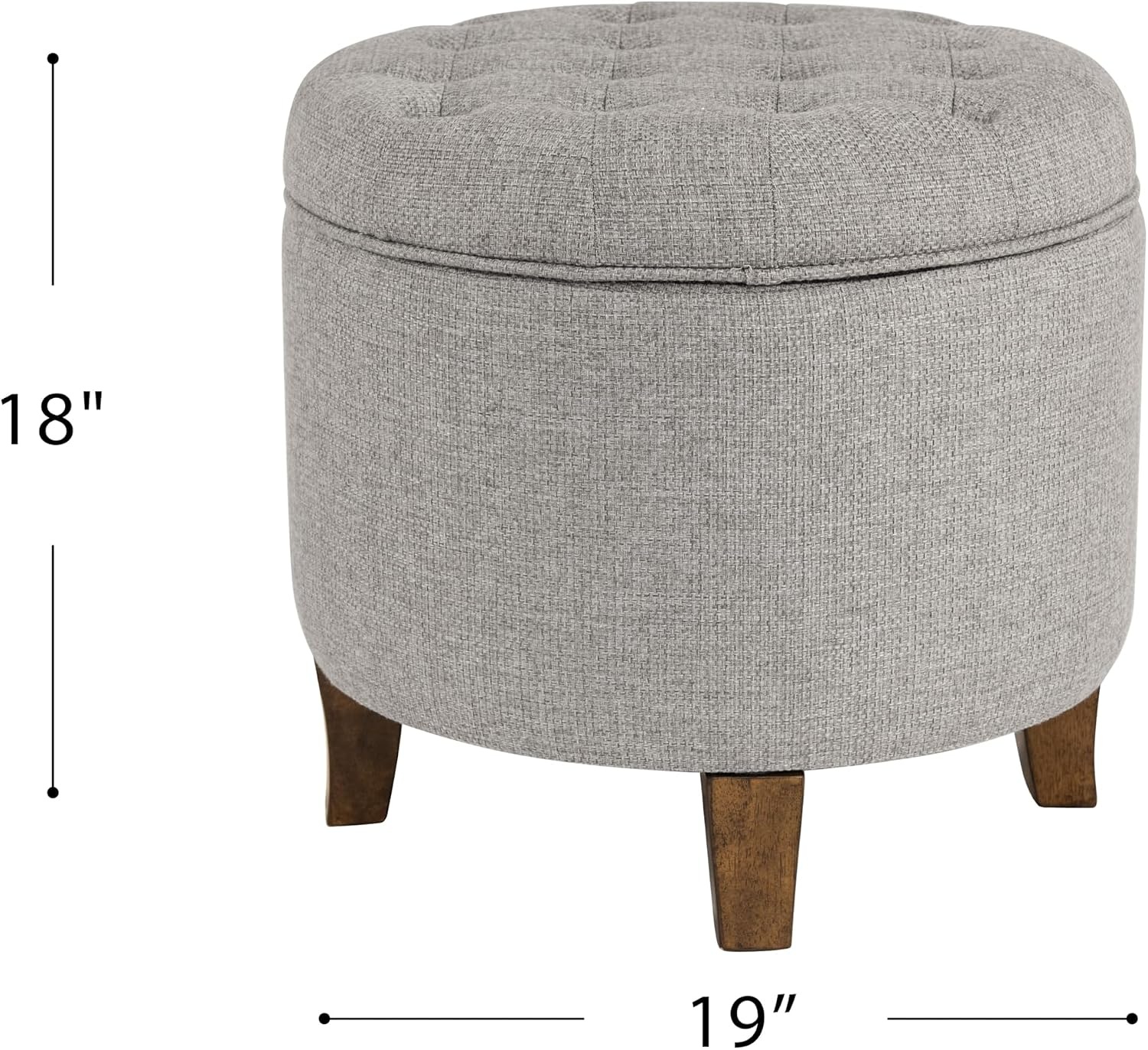 image:imageHomePop 19 Button Tufted Round Storage Ottoman Blue Gray Woven FabricGray Fabric