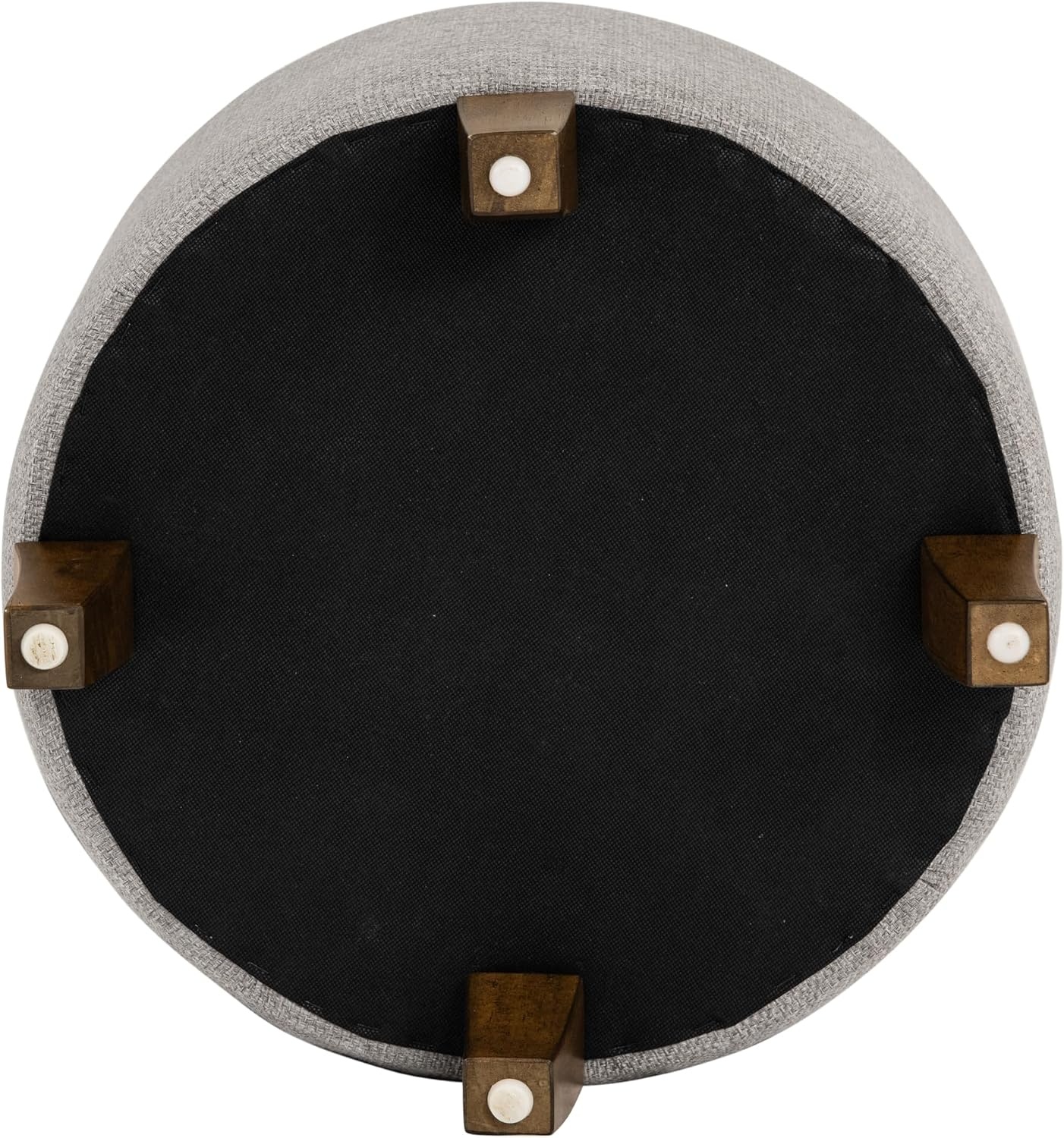 image:imageHomePop 19 Button Tufted Round Storage Ottoman Blue Gray Woven FabricGray Fabric