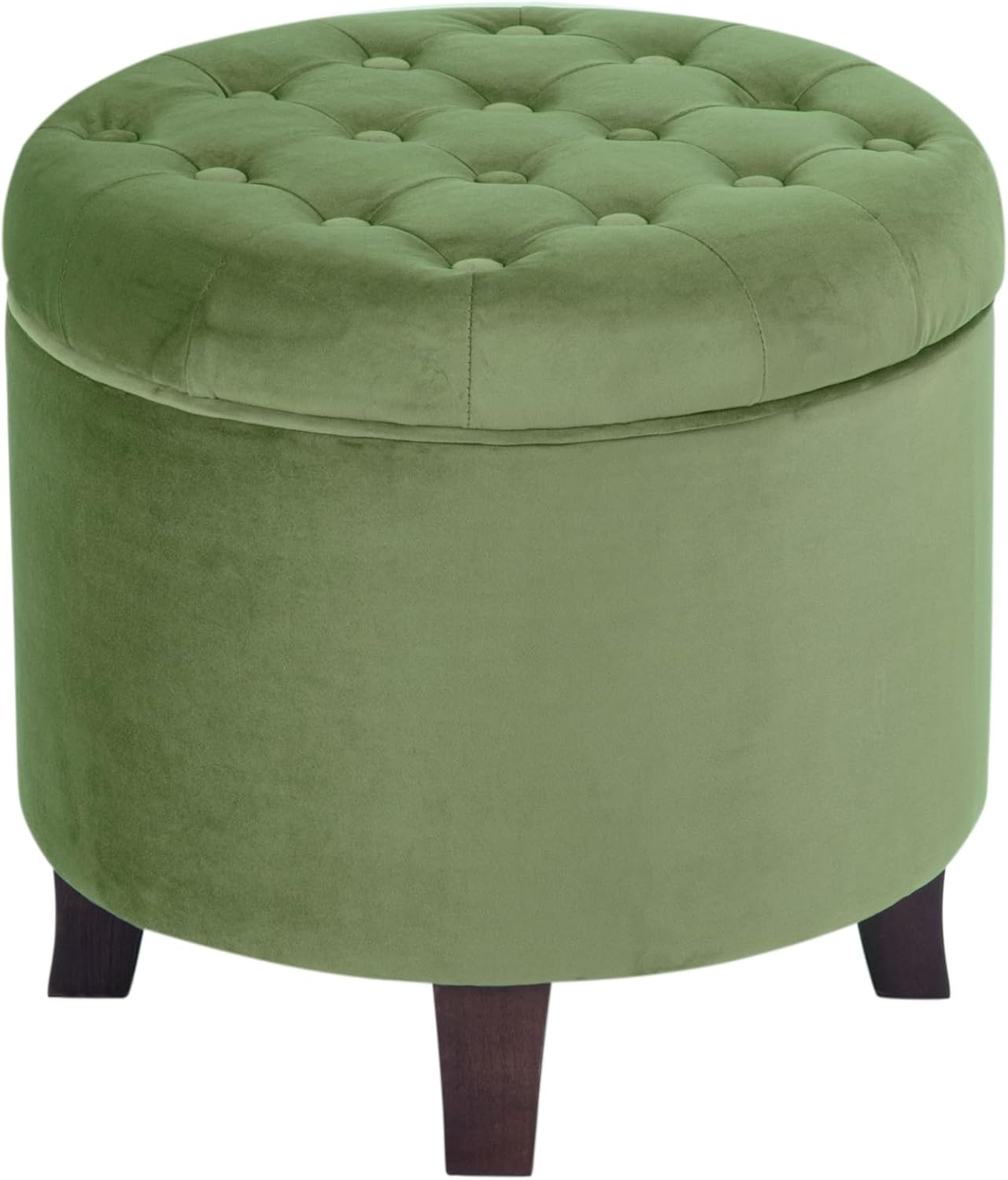 image:imageHomePop 19 Button Tufted Round Storage Ottoman Blue Gray Woven FabricGreen