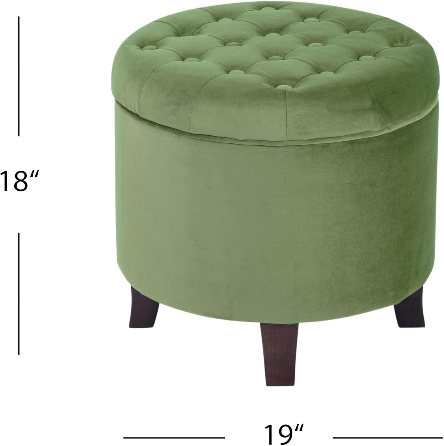 image:imageHomePop 19 Button Tufted Round Storage Ottoman Blue Gray Woven FabricGreen