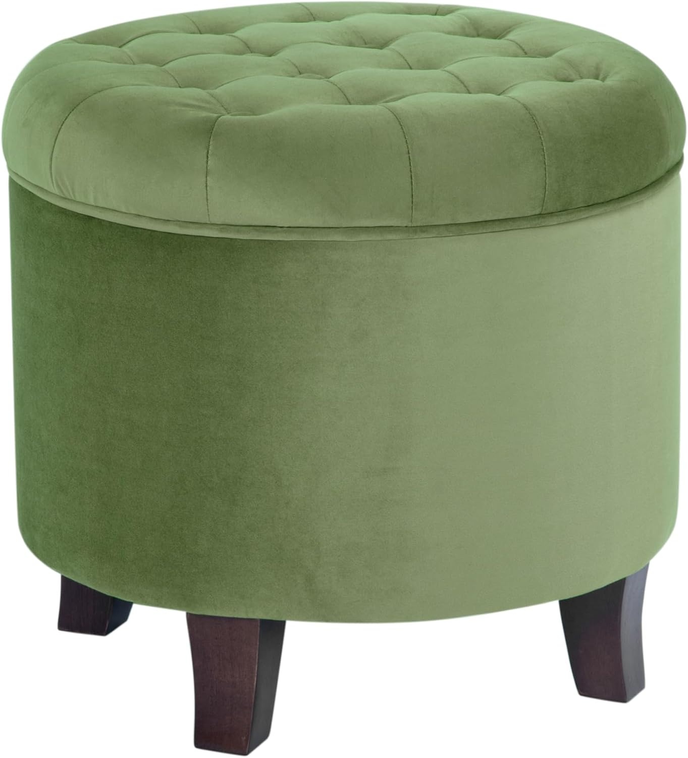 image:imageHomePop 19 Button Tufted Round Storage Ottoman Blue Gray Woven FabricGreen