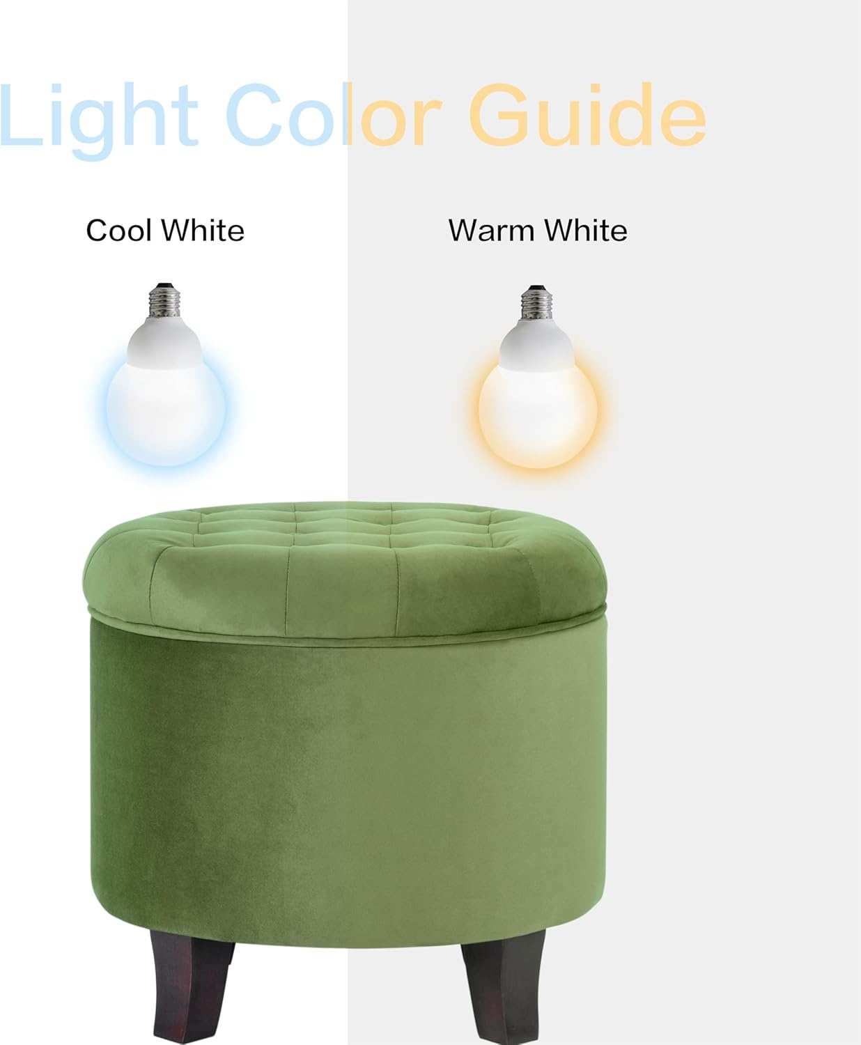 image:imageHomePop 19 Button Tufted Round Storage Ottoman Blue Gray Woven FabricGreen