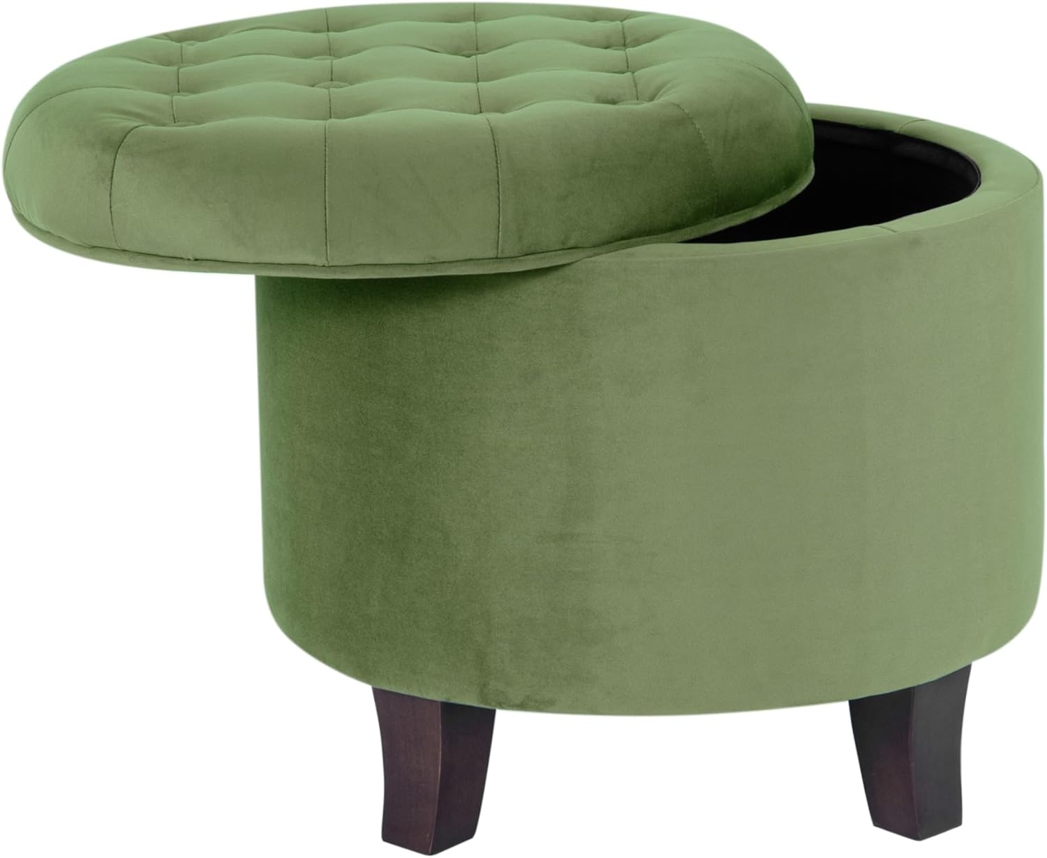 image:imageHomePop 19 Button Tufted Round Storage Ottoman Blue Gray Woven FabricGreen