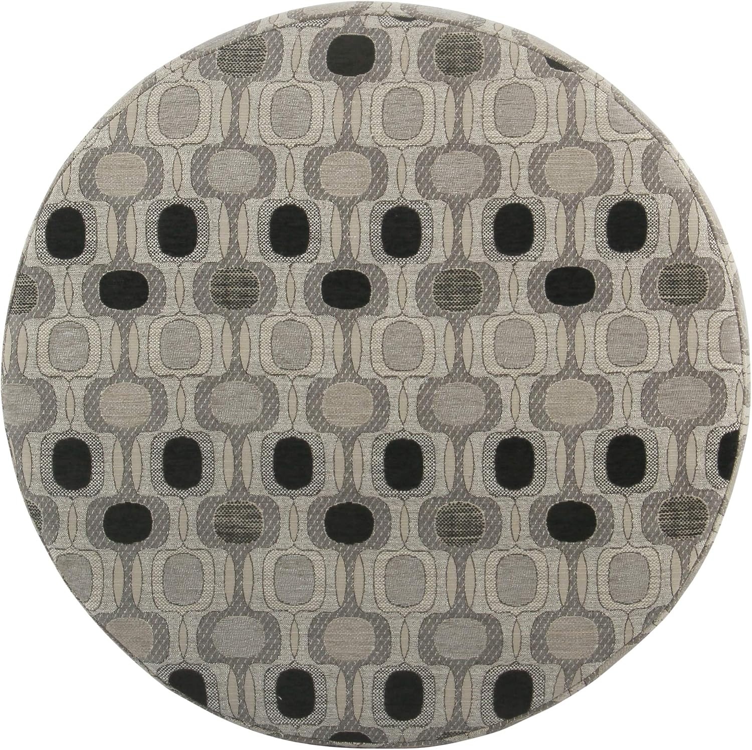 image:imageHomePop 24 Large Round Storage Ottoman Blue Gray Woven FabricBlack Geometric