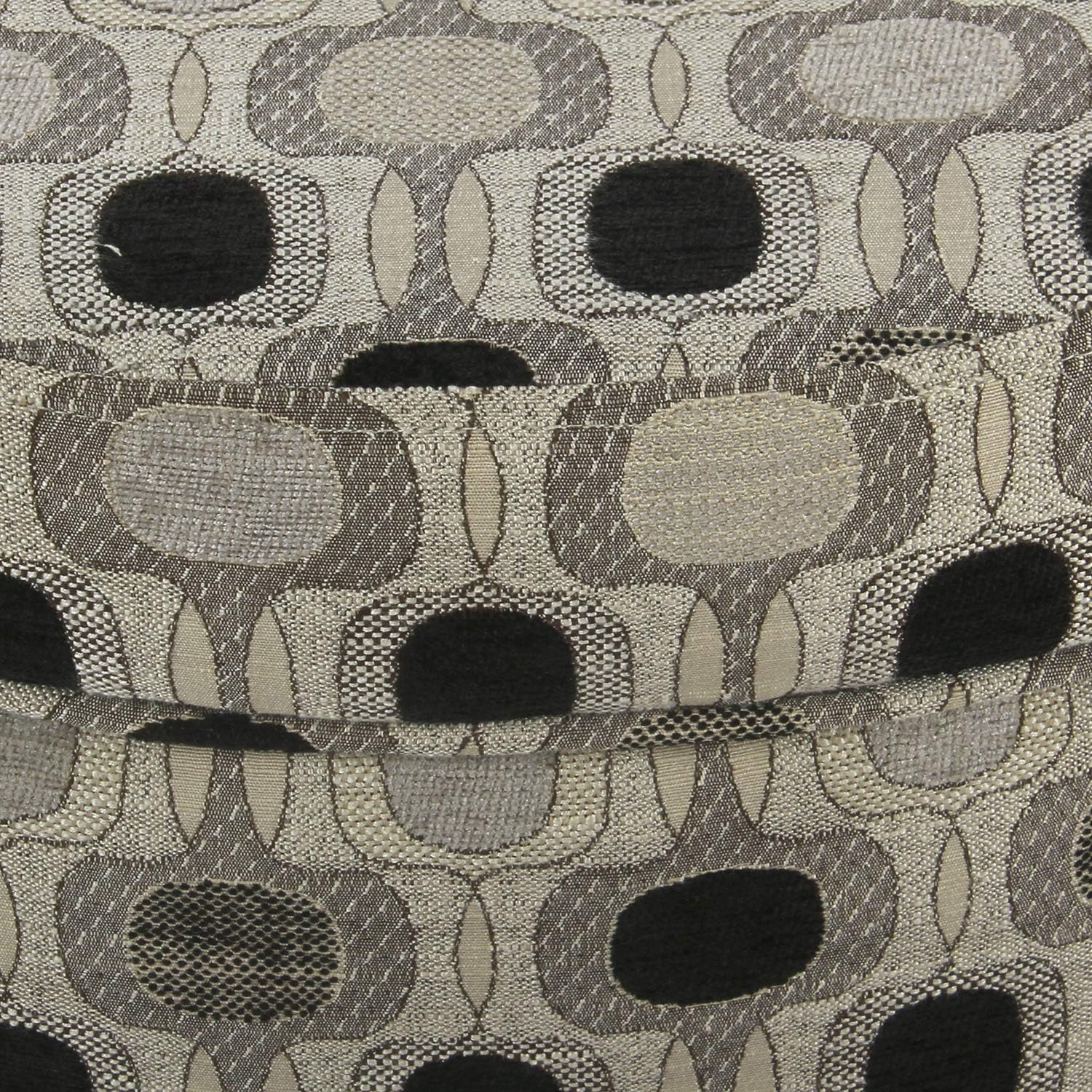 image:imageHomePop 24 Large Round Storage Ottoman Blue Gray Woven FabricBlack Geometric