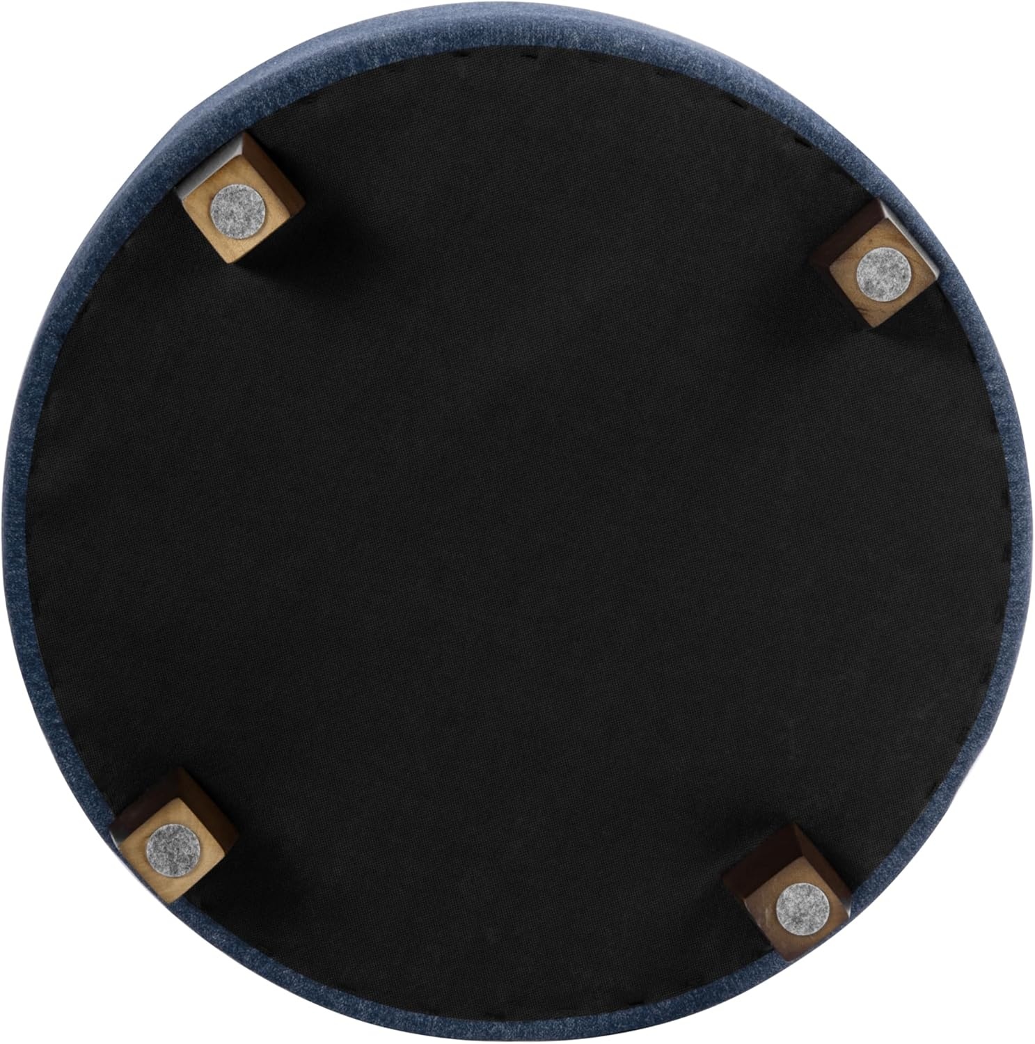 image:imageHomePop 24 Large Round Storage Ottoman Blue Gray Woven FabricBlue Woven Fabric