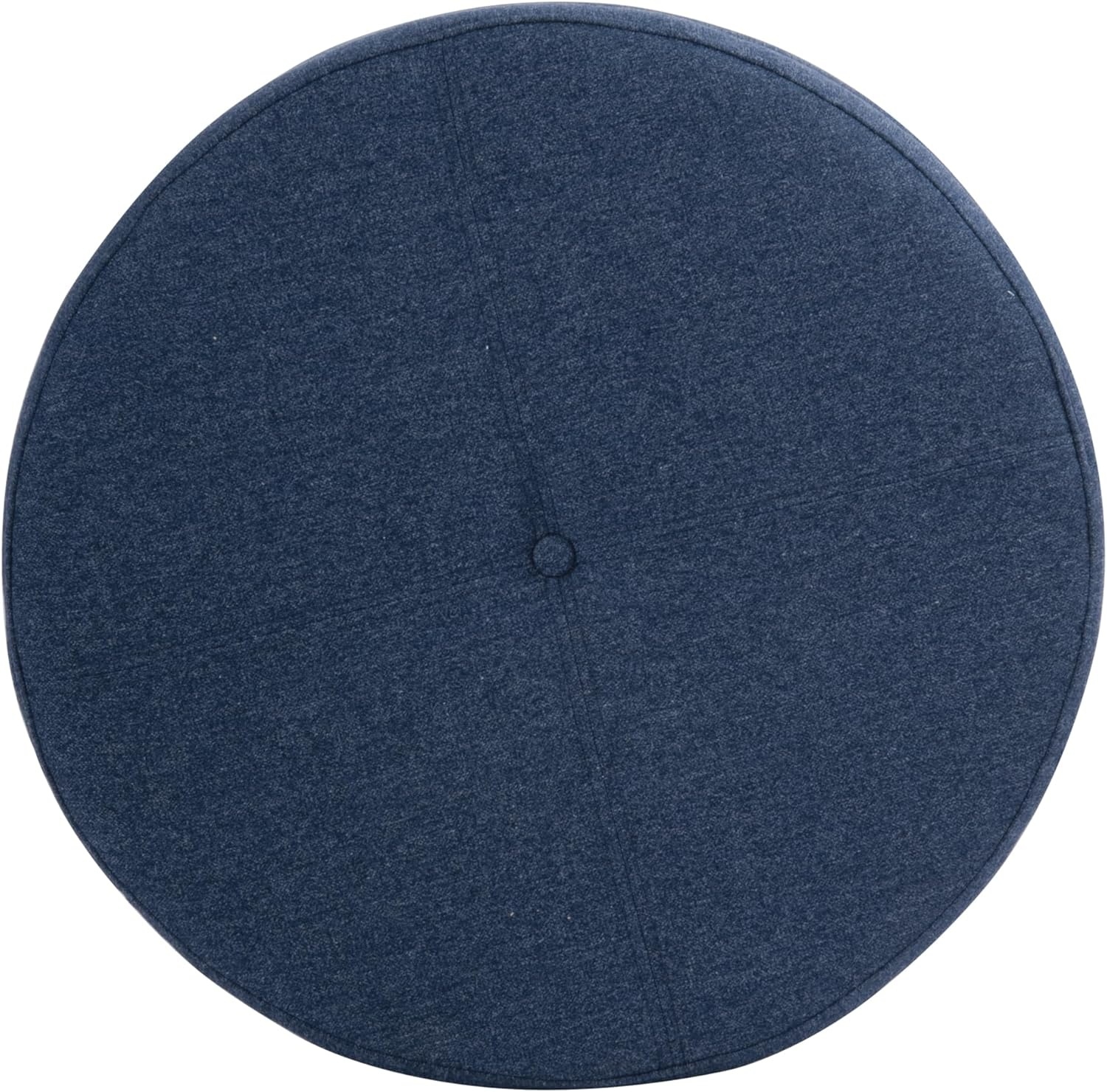 image:imageHomePop 24 Large Round Storage Ottoman Blue Gray Woven FabricBlue Woven Fabric