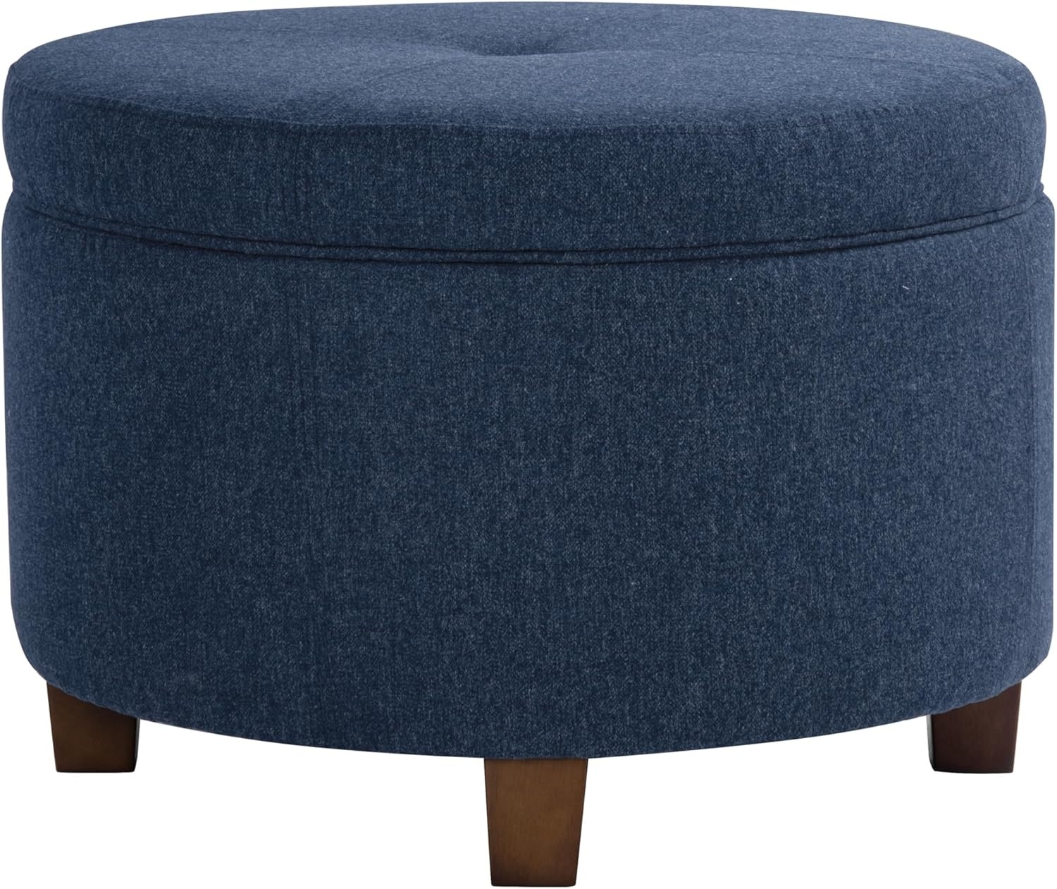 image:imageHomePop 24 Large Round Storage Ottoman Blue Gray Woven FabricBlue Woven Fabric