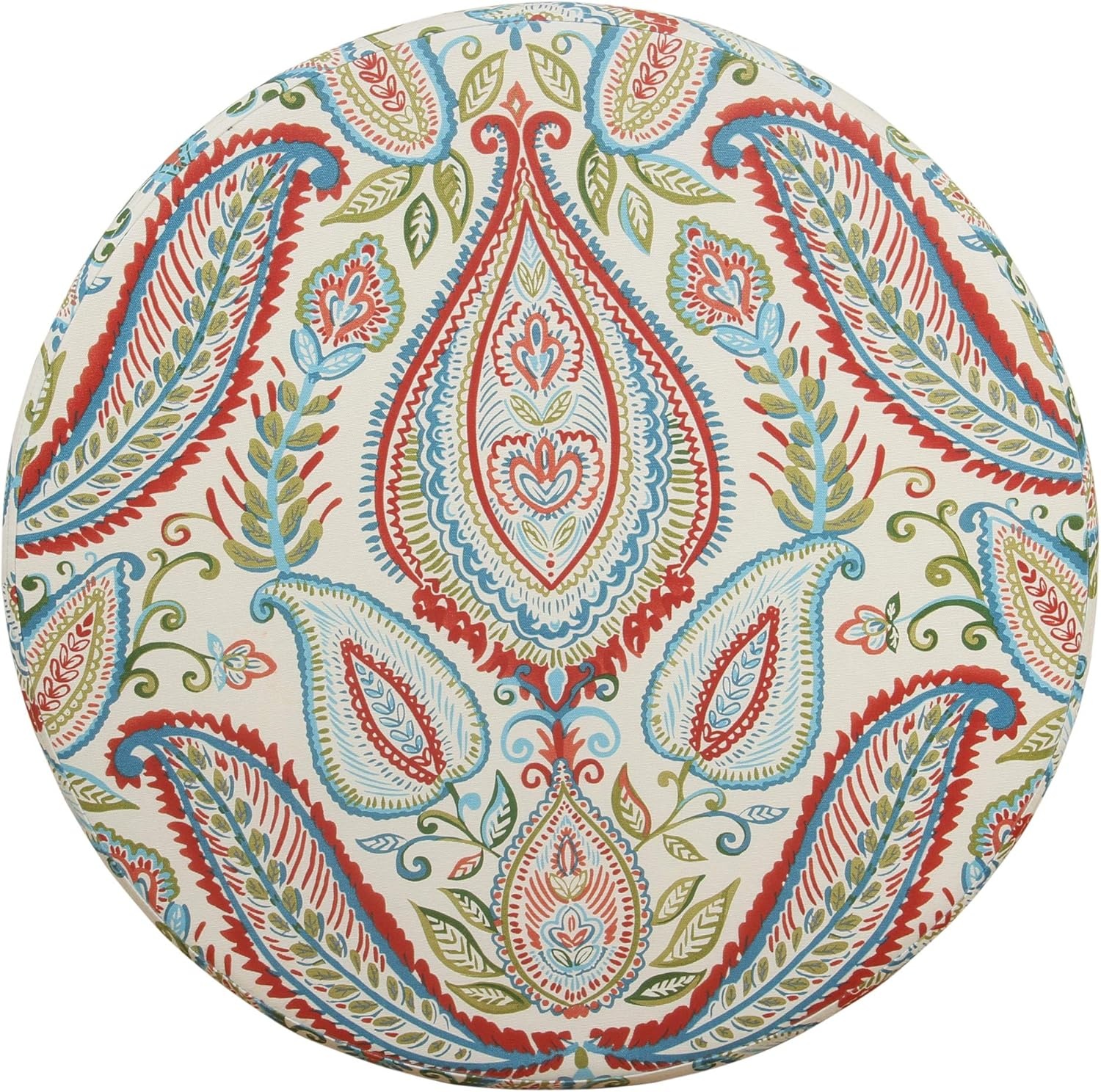 image:imageHomePop 24 Large Round Storage Ottoman Blue Gray Woven FabricBold Paisley