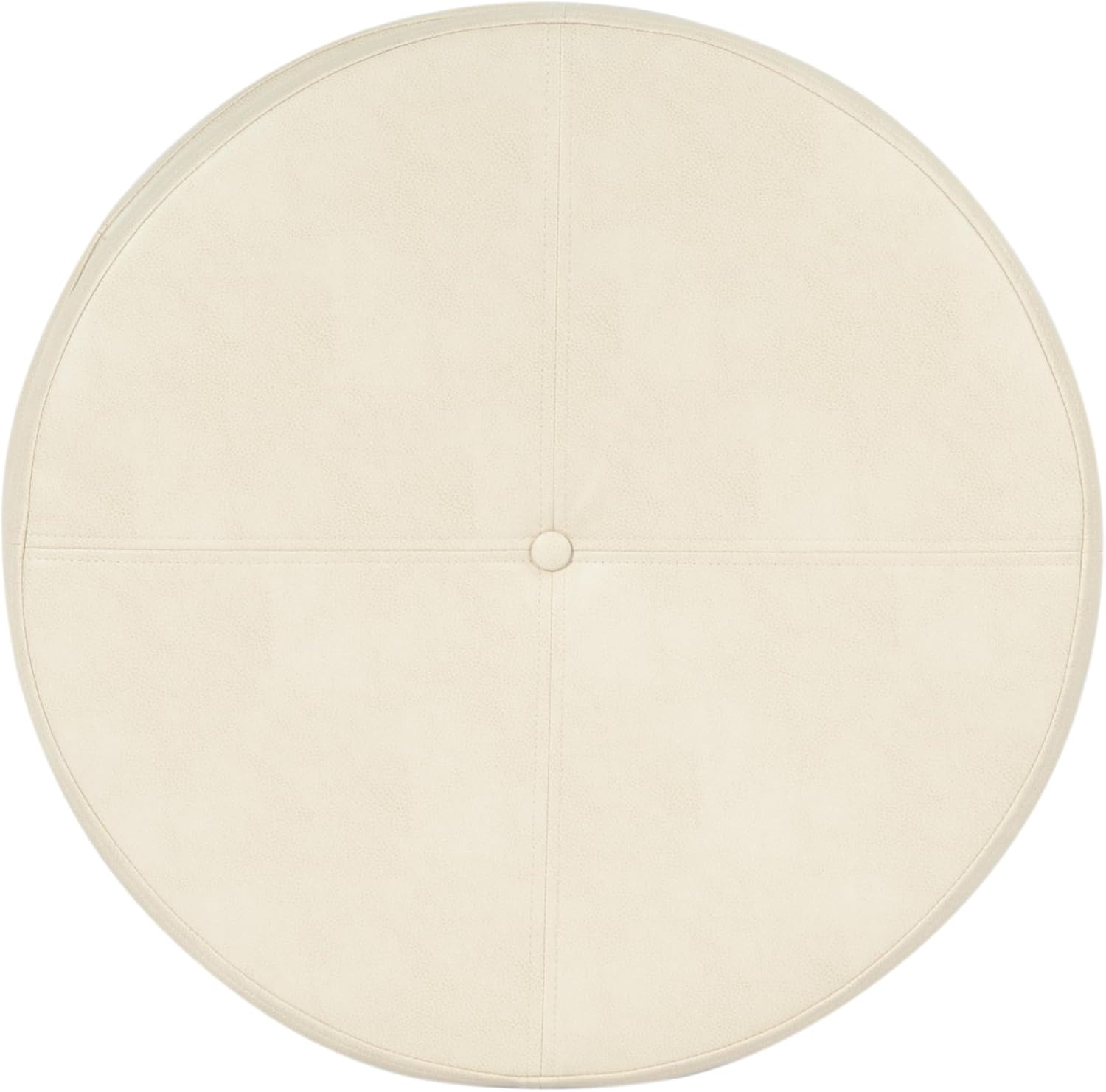 image:imageHomePop 24 Large Round Storage Ottoman Blue Gray Woven FabricCream Faux Leather