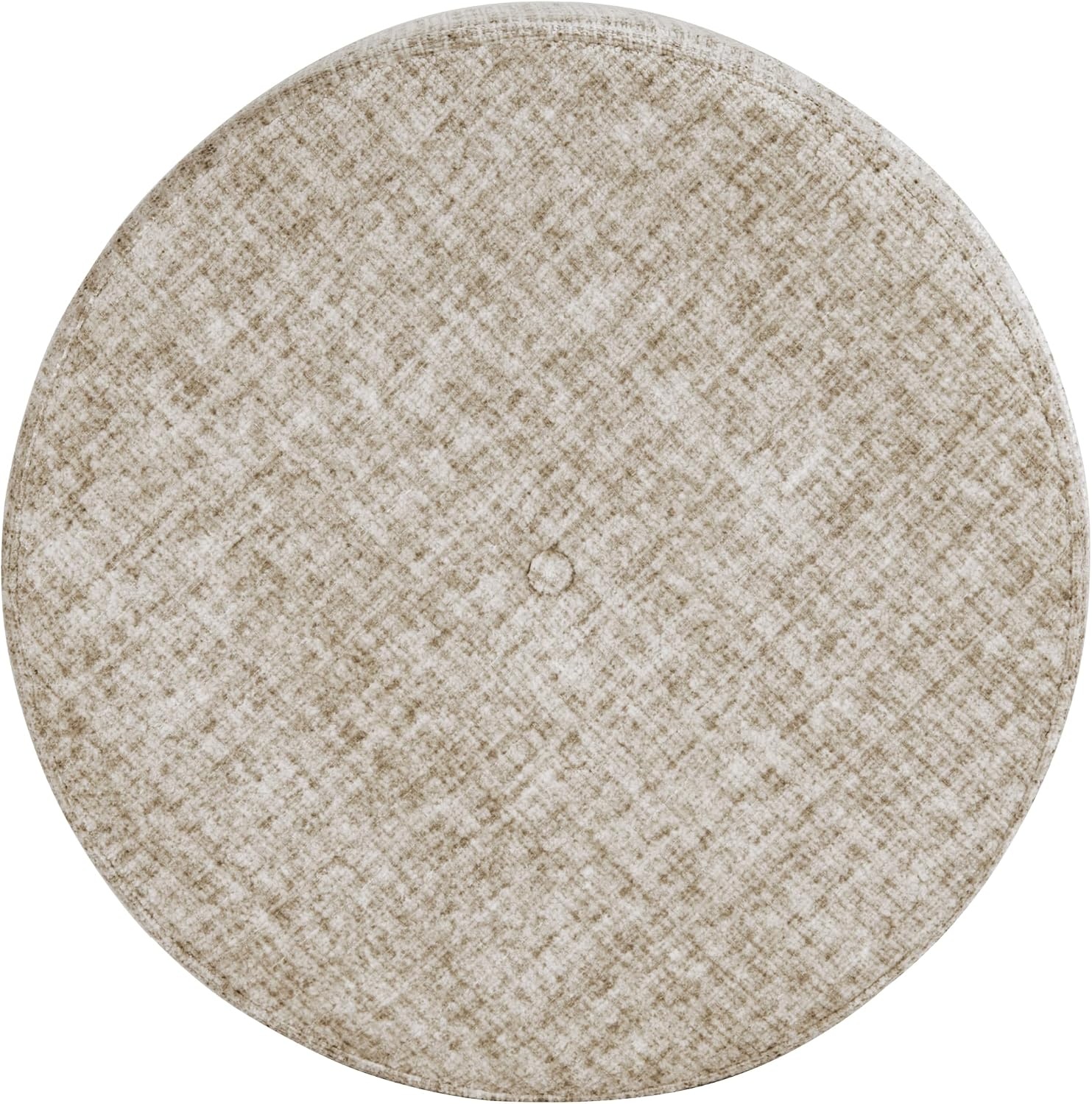 image:imageHomePop 24 Large Round Storage Ottoman Blue Gray Woven FabricCream Textural Woven