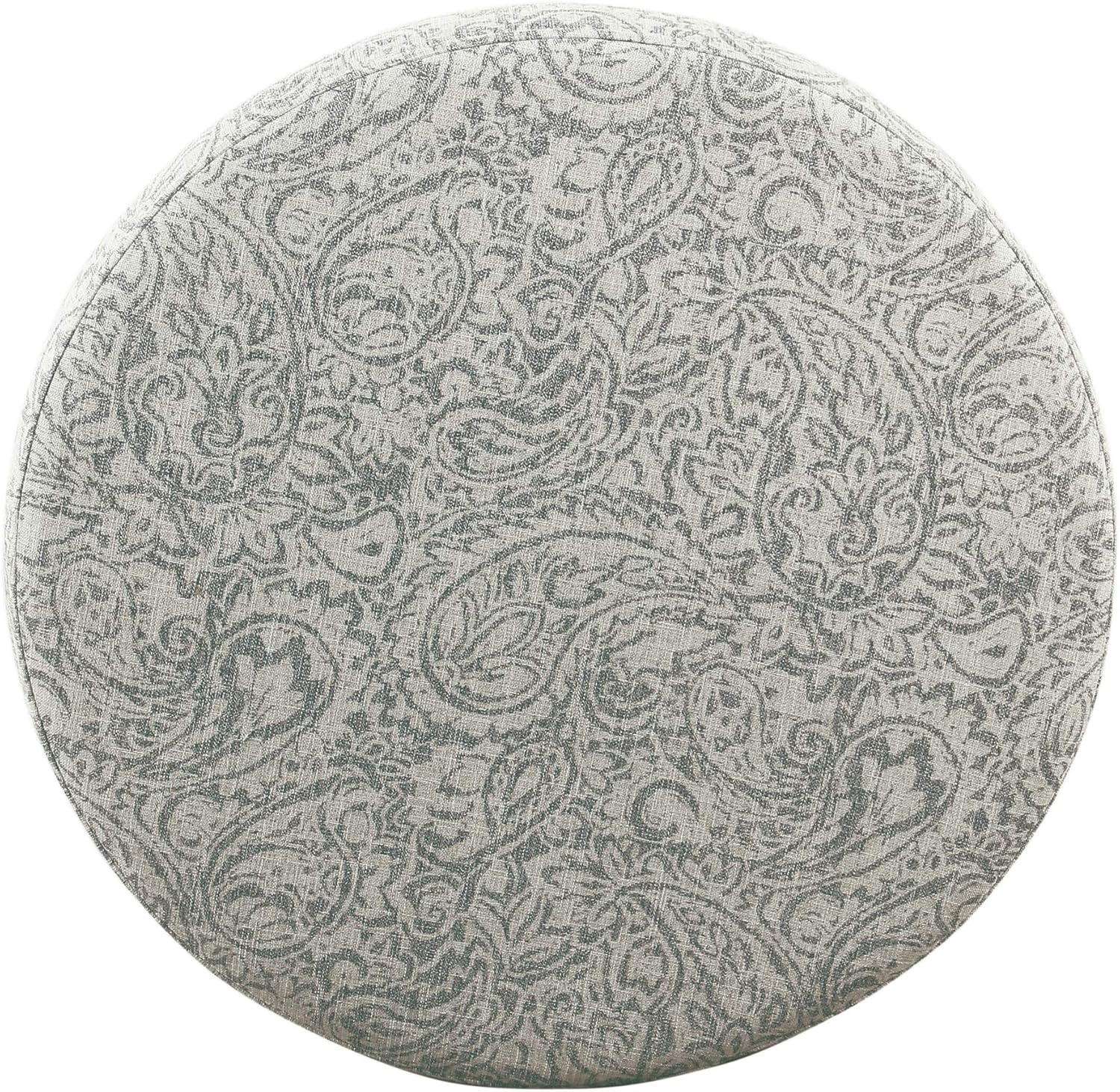 image:imageHomePop 24 Large Round Storage Ottoman Blue Gray Woven FabricGray Floral