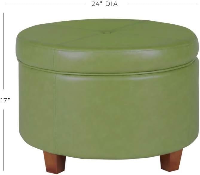image:imageHomePop 24 Large Round Storage Ottoman Blue Gray Woven FabricMoss Green