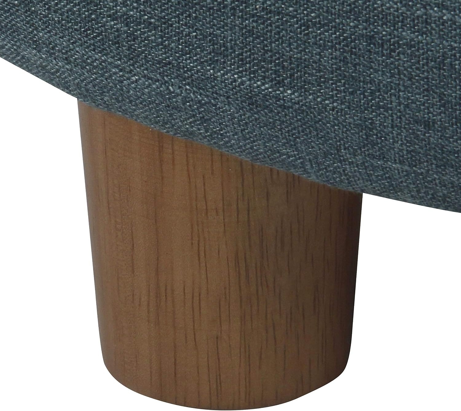 image:imageHomePop 24 Large Round Storage Ottoman Blue Gray Woven FabricTeal Linen
