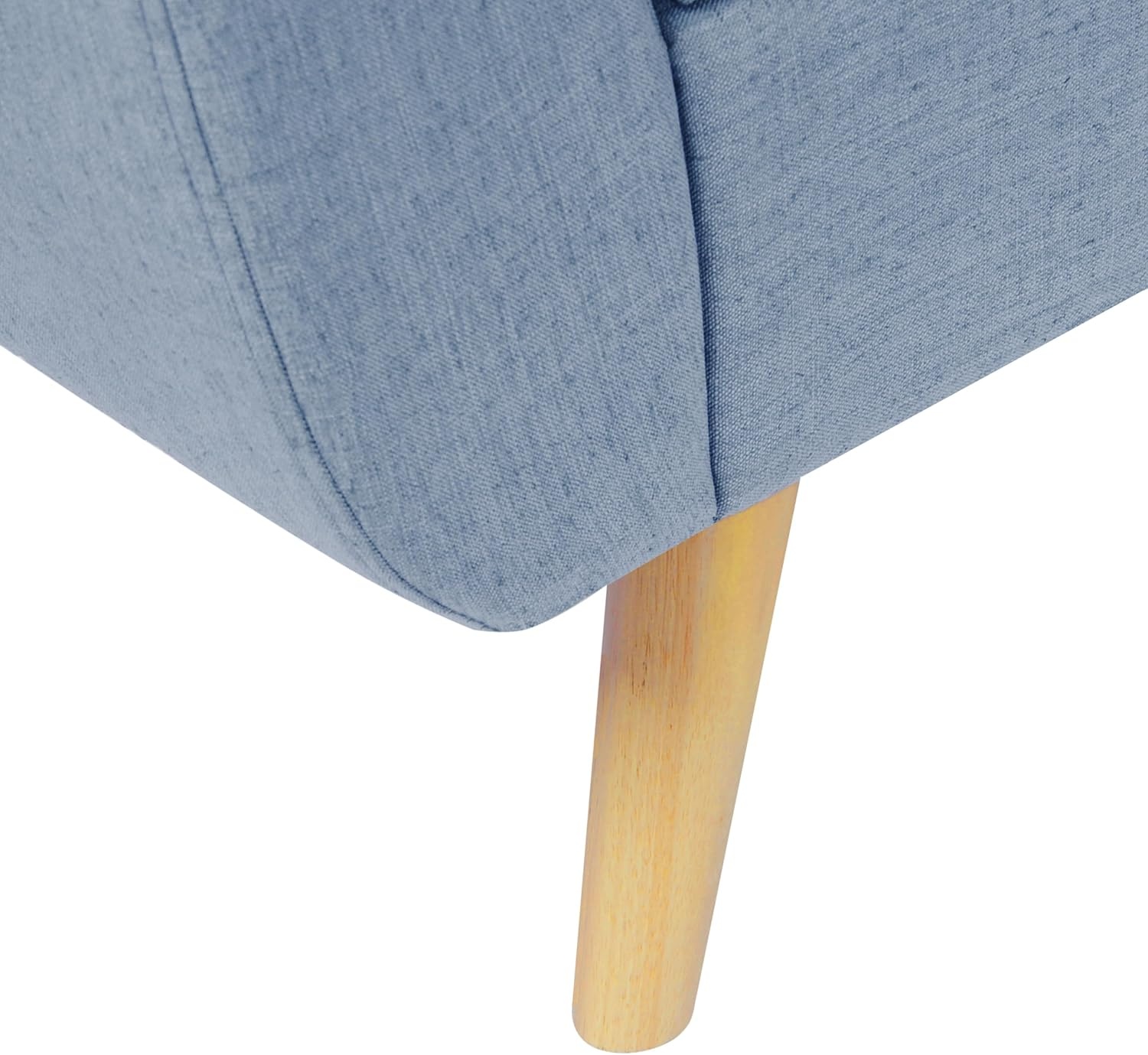 image:imageHomePop 60 Modern Storage Bench with Wood Legs Blue VelvetFrench Blue Woven