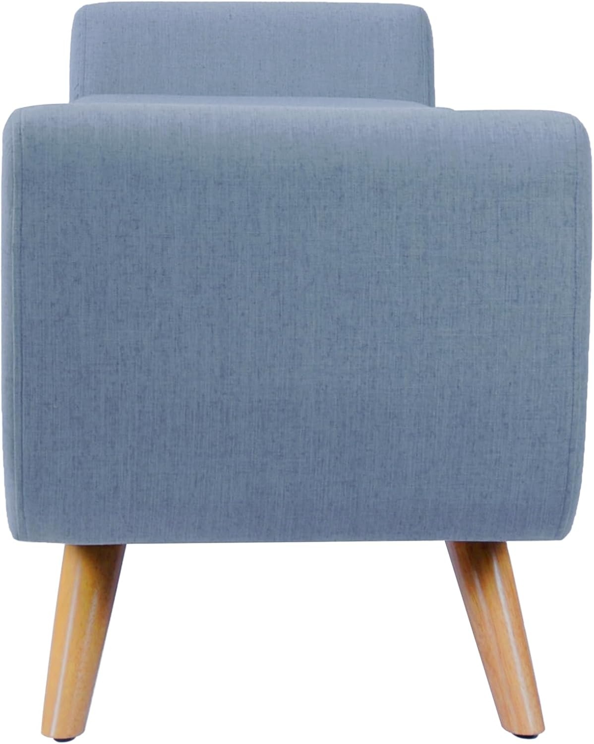 image:imageHomePop 60 Modern Storage Bench with Wood Legs Blue VelvetFrench Blue Woven