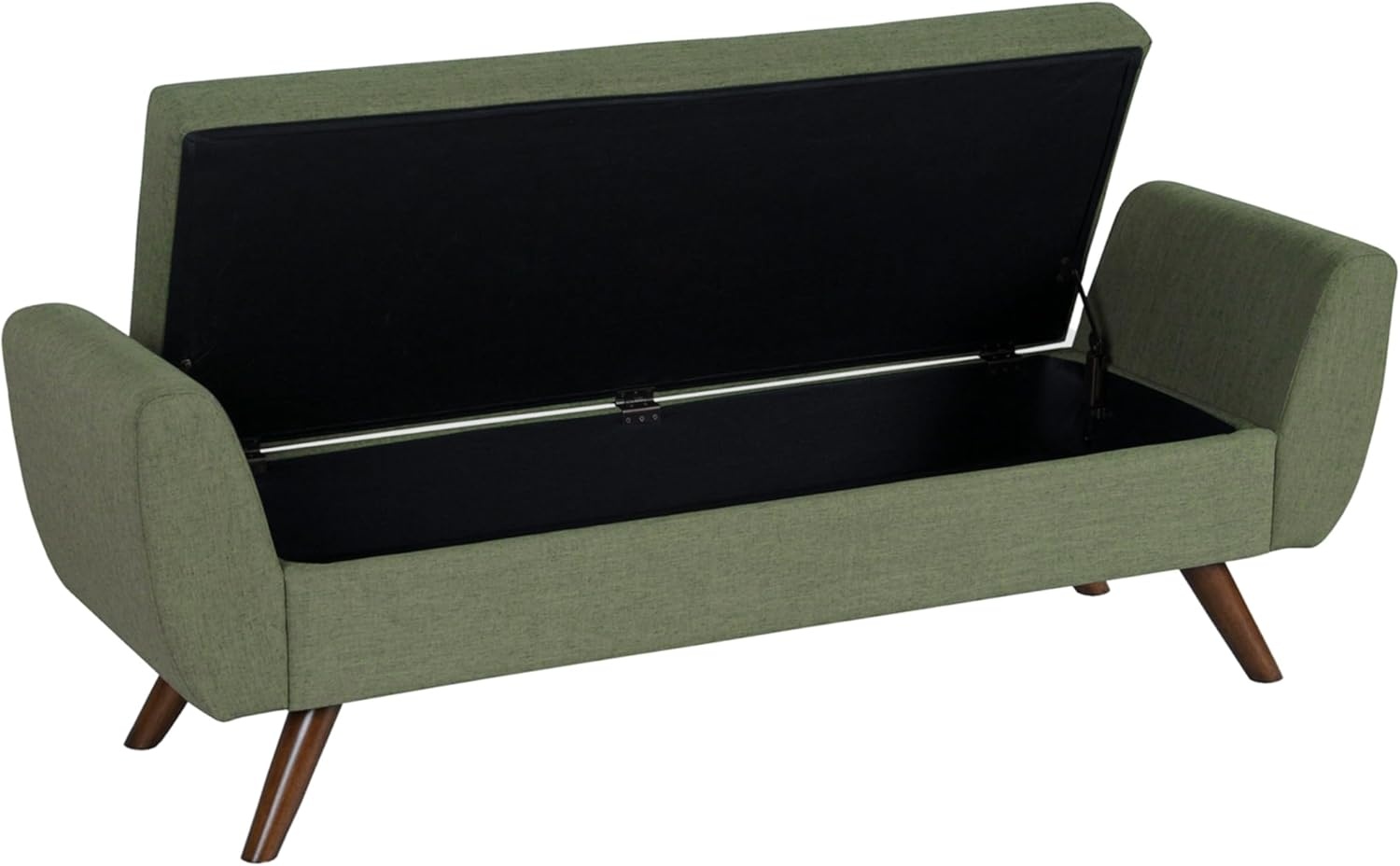 image:imageHomePop 60 Modern Storage Bench with Wood Legs Blue VelvetOlive Green Woven