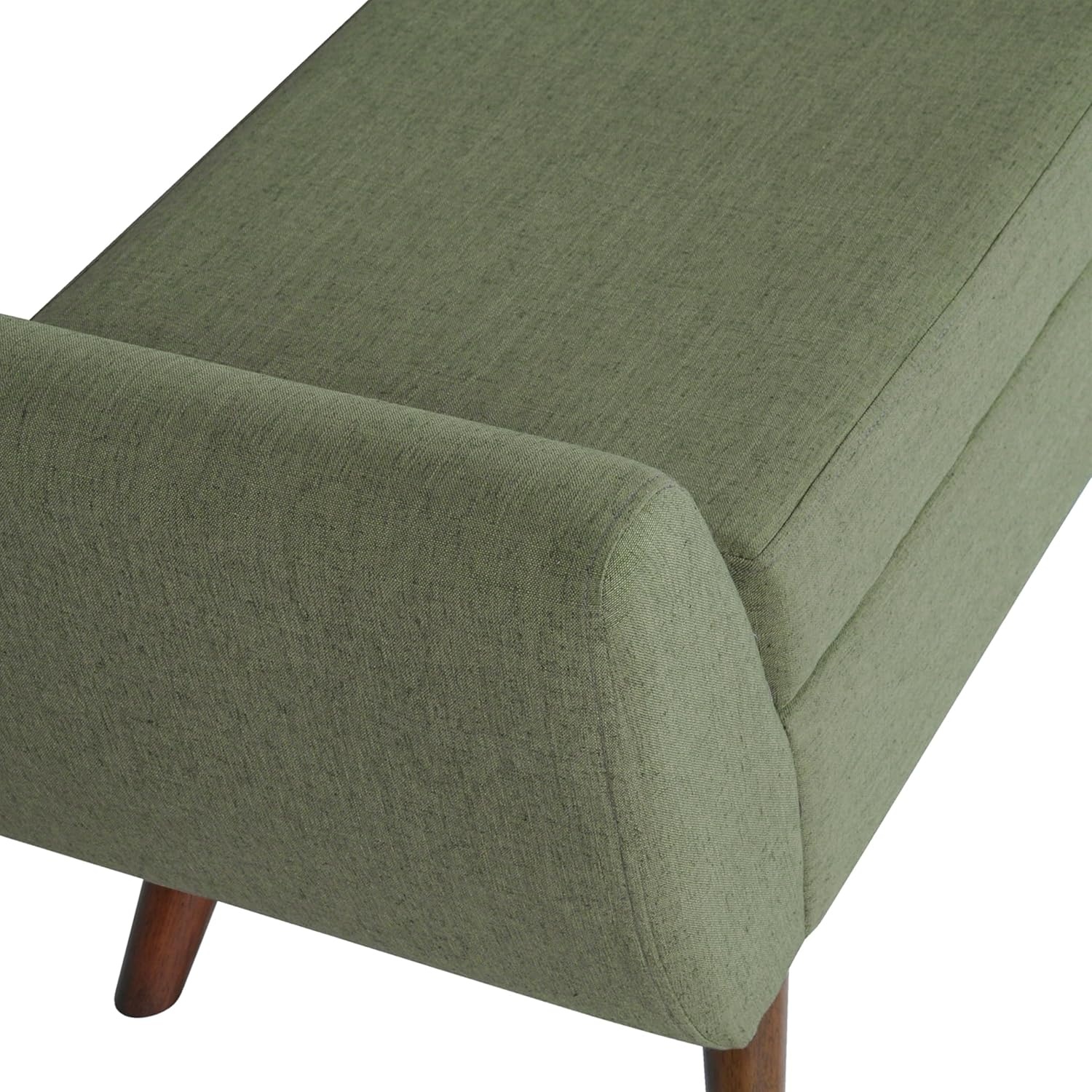 image:imageHomePop 60 Modern Storage Bench with Wood Legs Blue VelvetOlive Green Woven