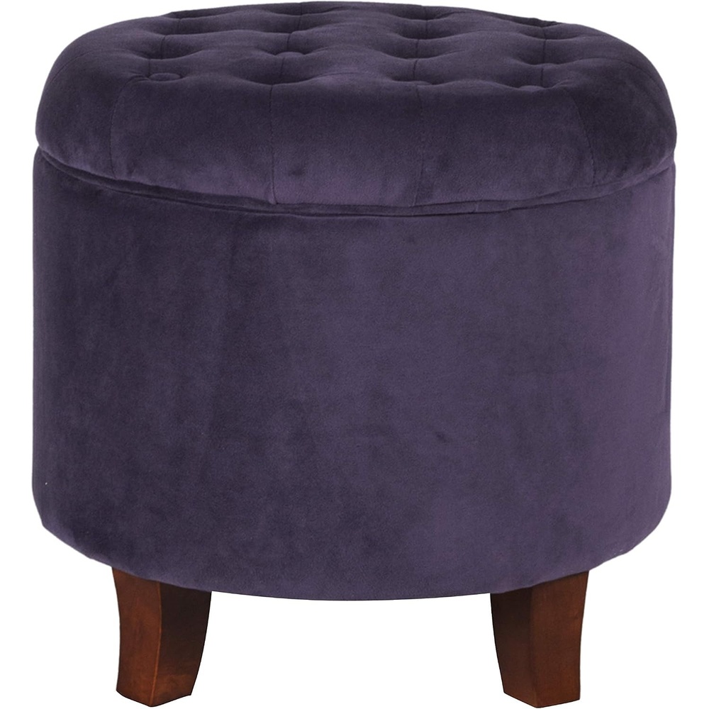 image:imageHomePop 19 Button Tufted Round Storage Ottoman Blue Gray Woven FabricPurple