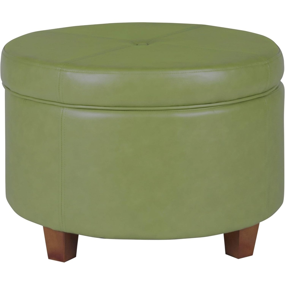 image:imageHomePop 24 Large Round Storage Ottoman  Blue Gray Woven FabricMoss Green