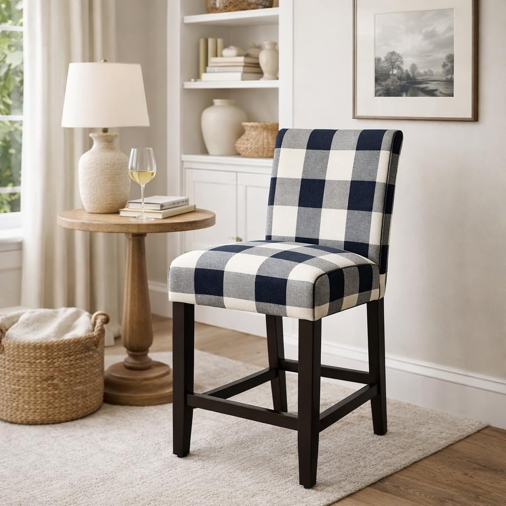 image:imageHomePop Upholstered Counter Height Barstool 24inch Textured AquaBlack and Cream Geometric