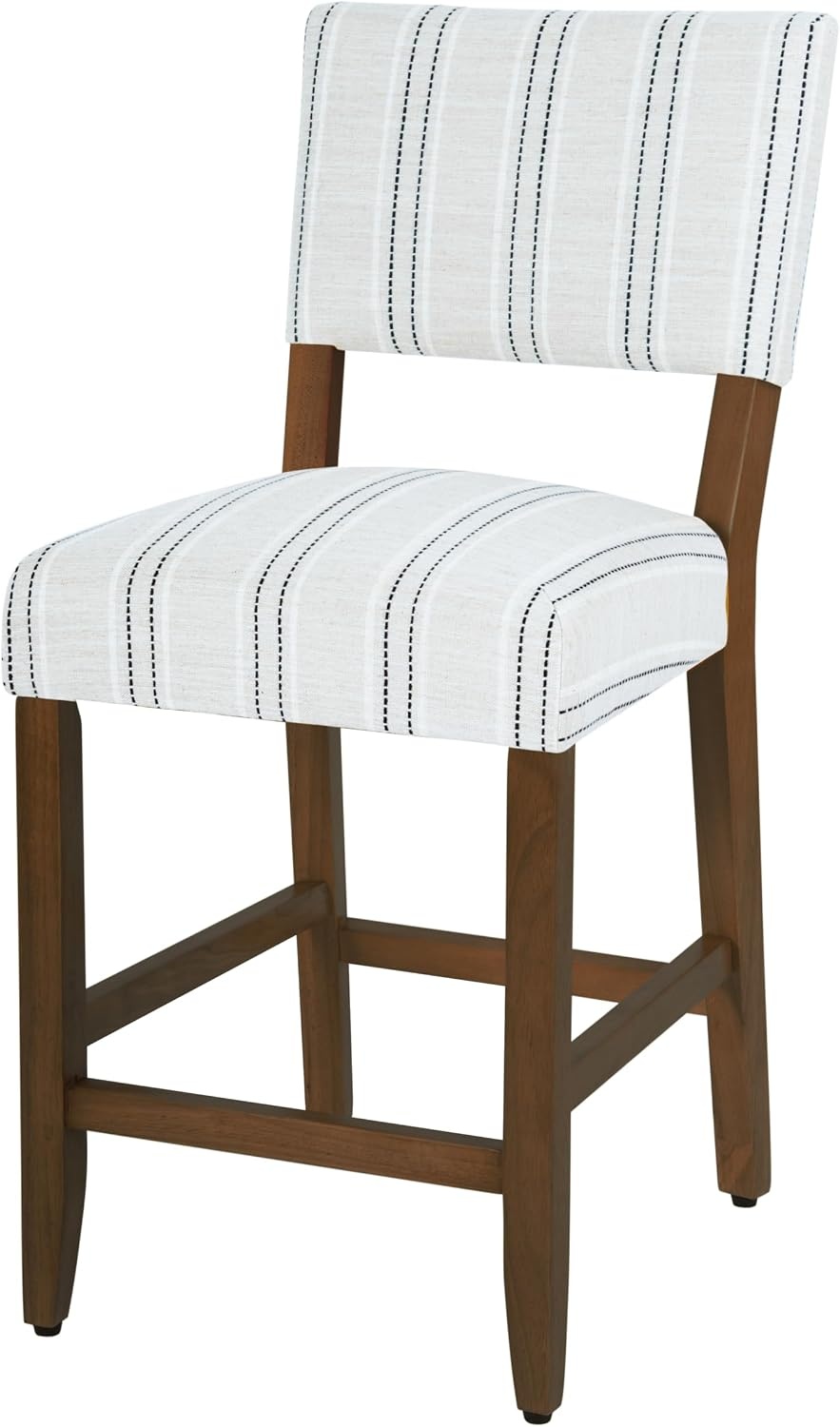 image:imageHomePop Upholstered Counter Height Barstool 24inch Textured AquaBlack and White Stripe