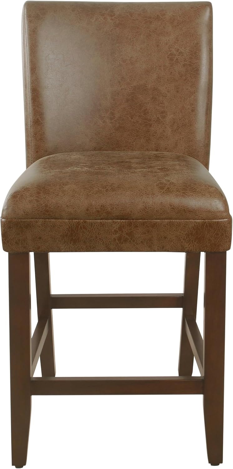 image:imageHomePop Upholstered Counter Height Barstool 24inch Textured AquaCognac Brown Faux Leathersingle Pack