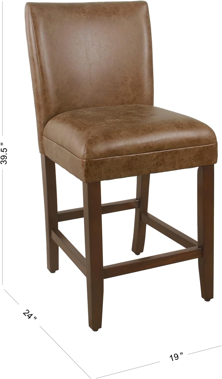 image:imageHomePop Upholstered Counter Height Barstool 24inch Textured AquaCognac Brown Faux Leathersingle Pack