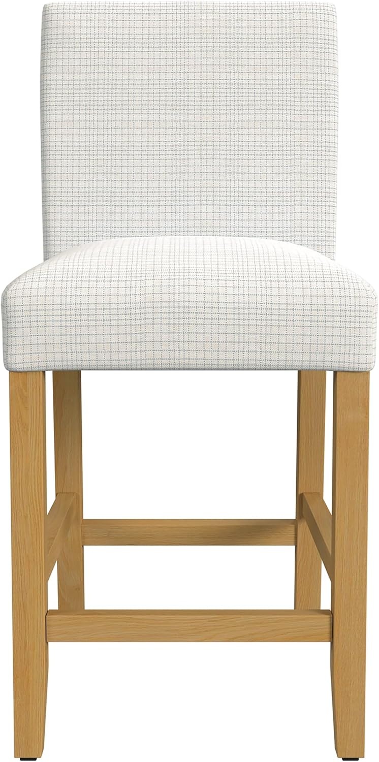 image:imageHomePop Upholstered Counter Height Barstool 24inch Textured AquaCream Grid Pattern