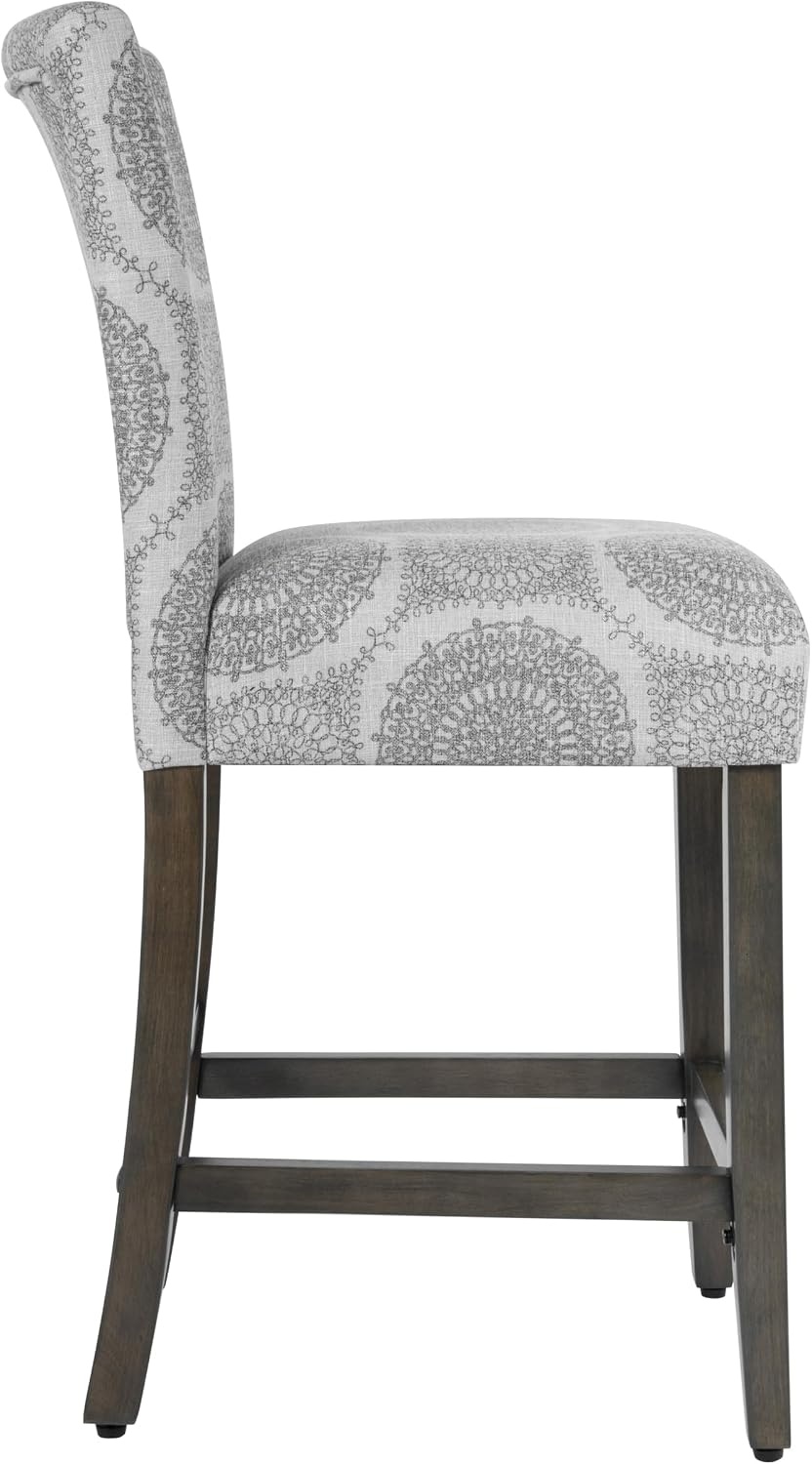 image:imageHomePop Upholstered Counter Height Barstool 24inch Textured AquaGray Medallion