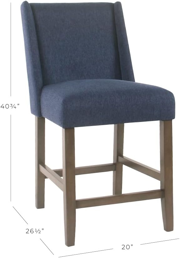image:imageHomePop Upholstered Counter Height Barstool 24inch Textured AquaNavy Woven