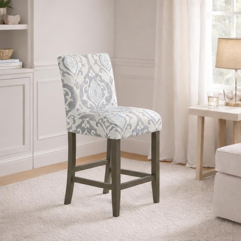 image:imageHomePop Upholstered Counter Height Barstool 24inch Textured AquaSuri Bluesingle Pack