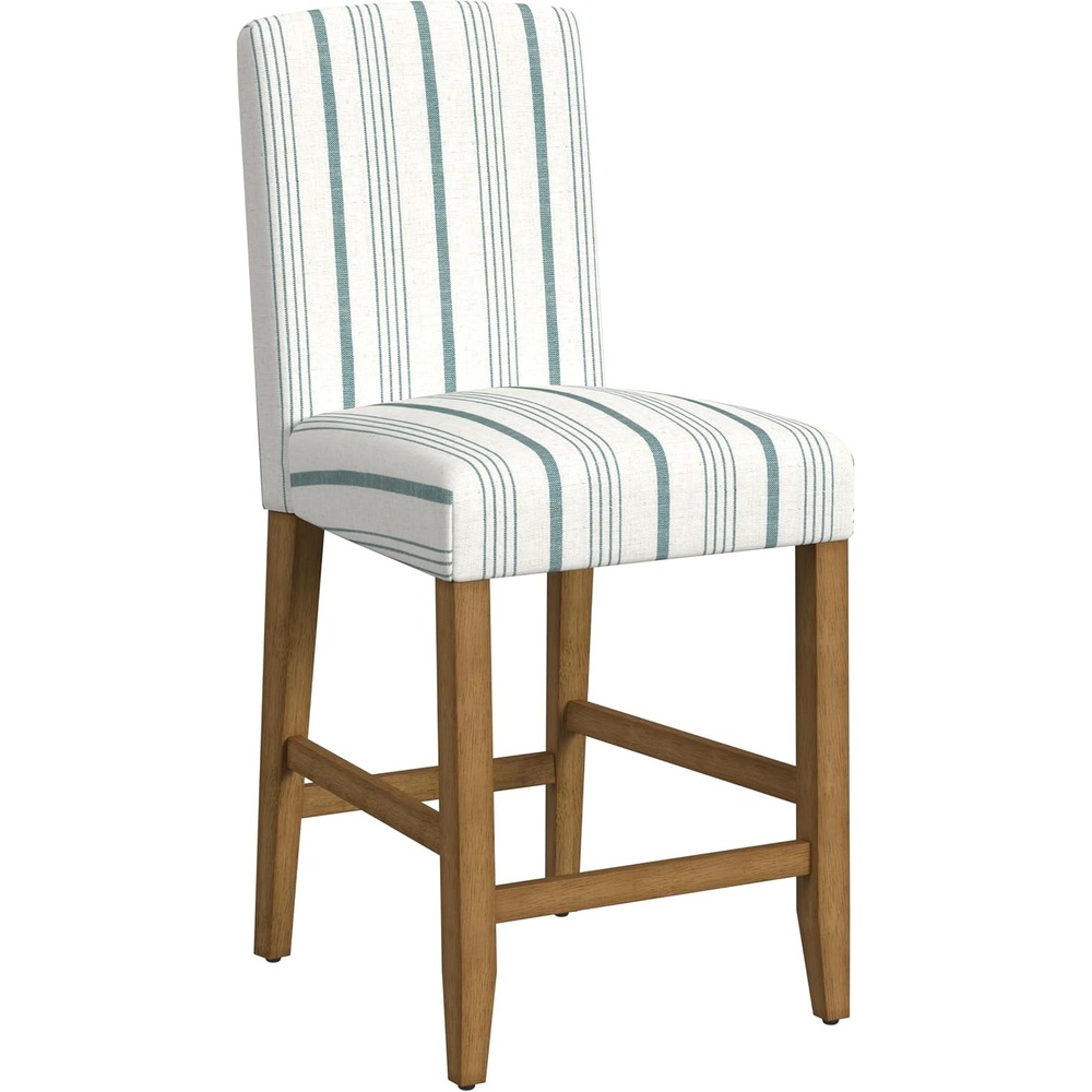 image:imageHomePop Upholstered Counter Height Barstool 24inch Textured AquaBlue Calypso Stripe