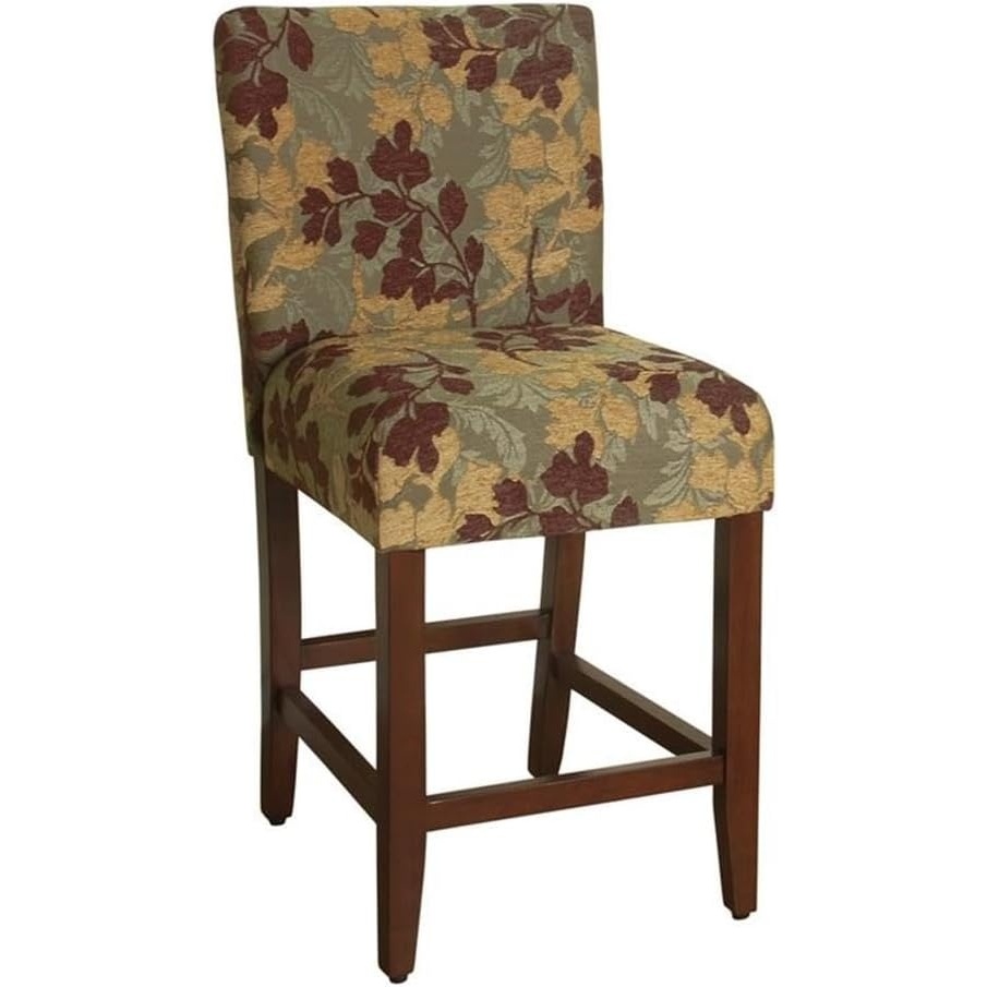 image:imageHomePop Upholstered Counter Height Barstool 24inch Textured AquaBrown and Sage Leaf