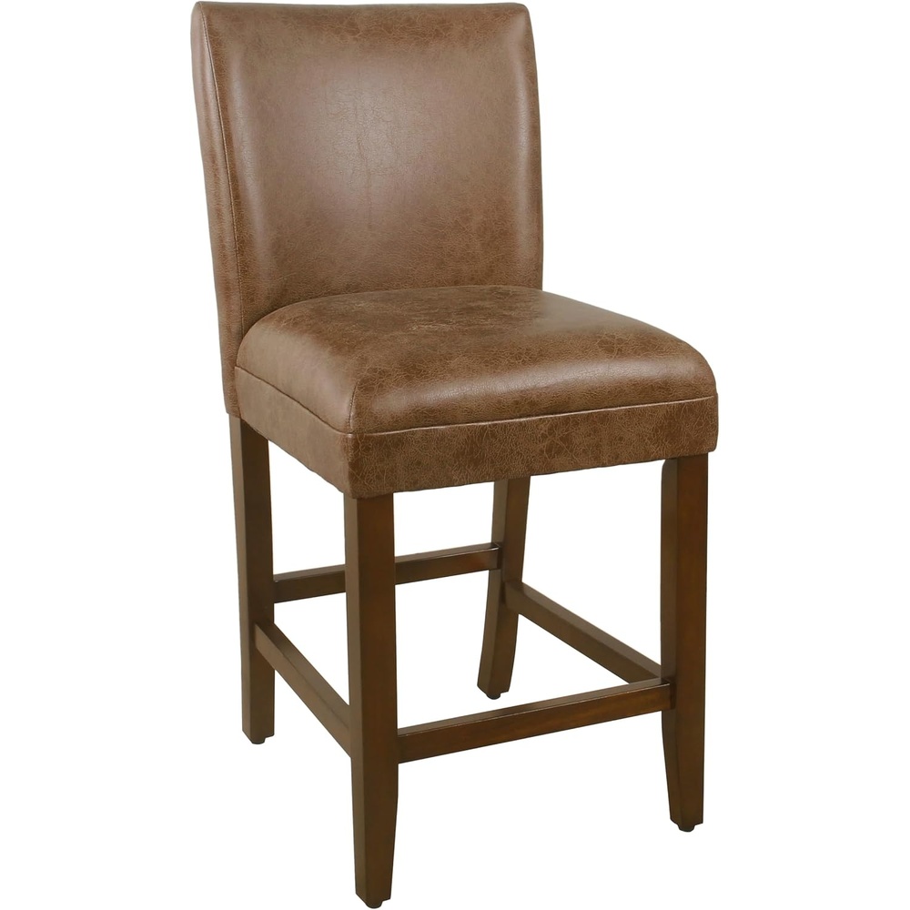 image:imageHomePop Upholstered Counter Height Barstool 24inch Textured AquaCognac Brown Faux Leathersingle Pack
