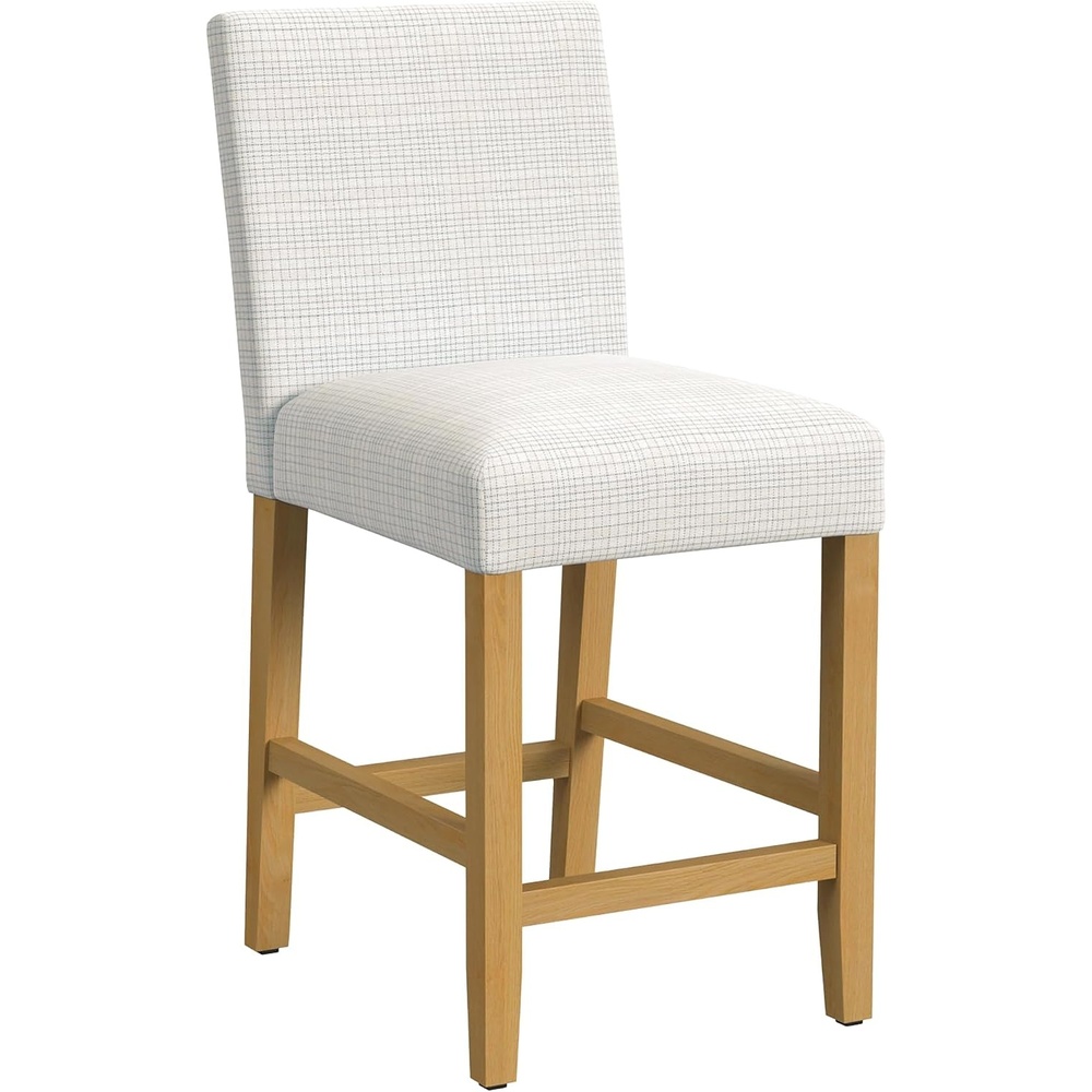 image:imageHomePop Upholstered Counter Height Barstool 24inch Textured AquaCream Grid Pattern