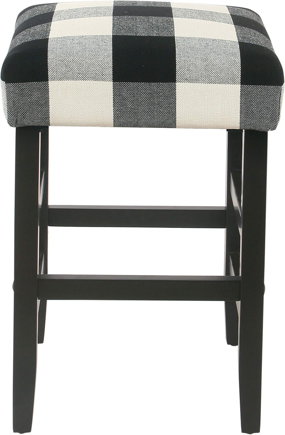 image:imageHomePop Backless Metal Frame Barstool 24inch Charcoal Square GeometricBlack Plaid