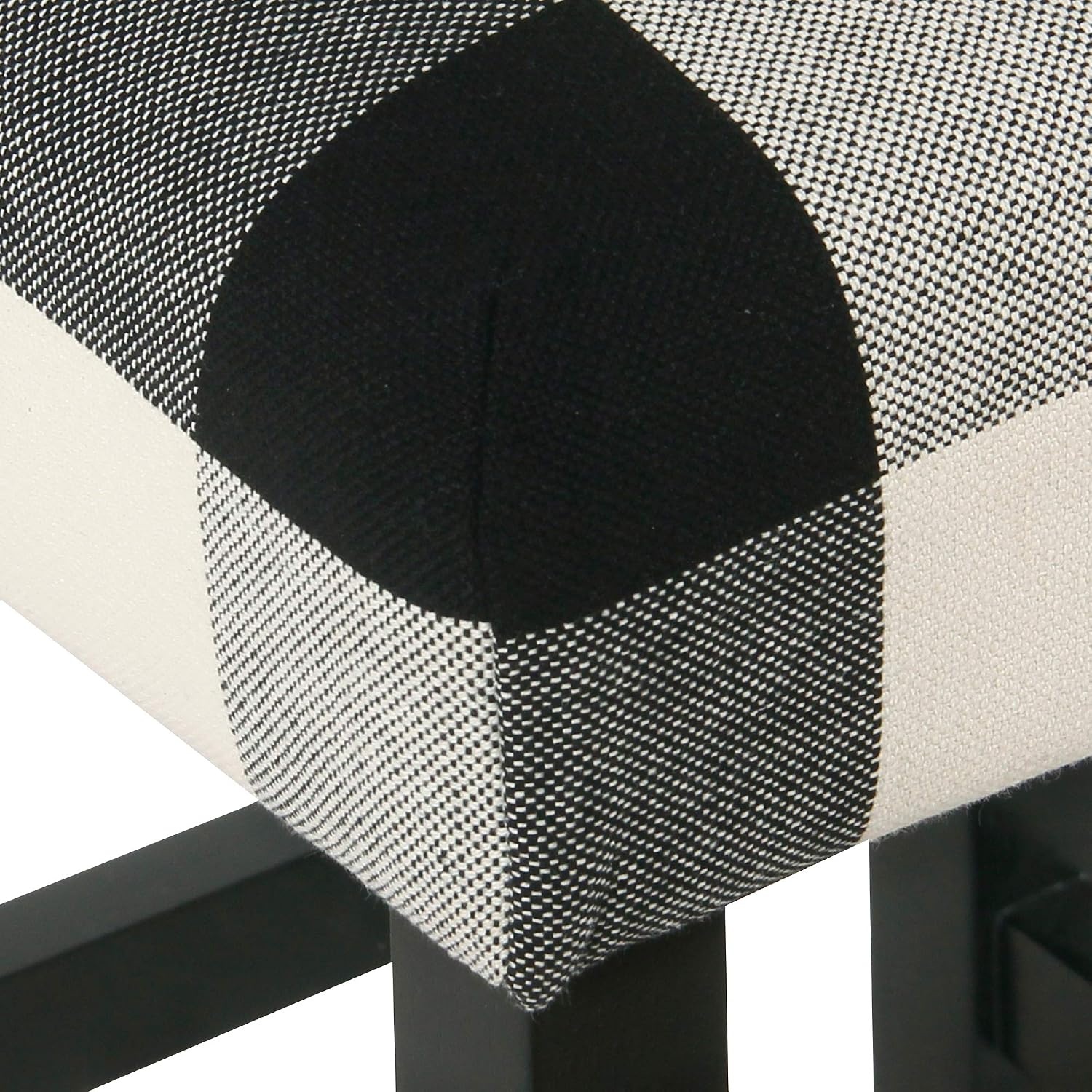 image:imageHomePop Backless Metal Frame Barstool 24inch Charcoal Square GeometricBlack Plaid