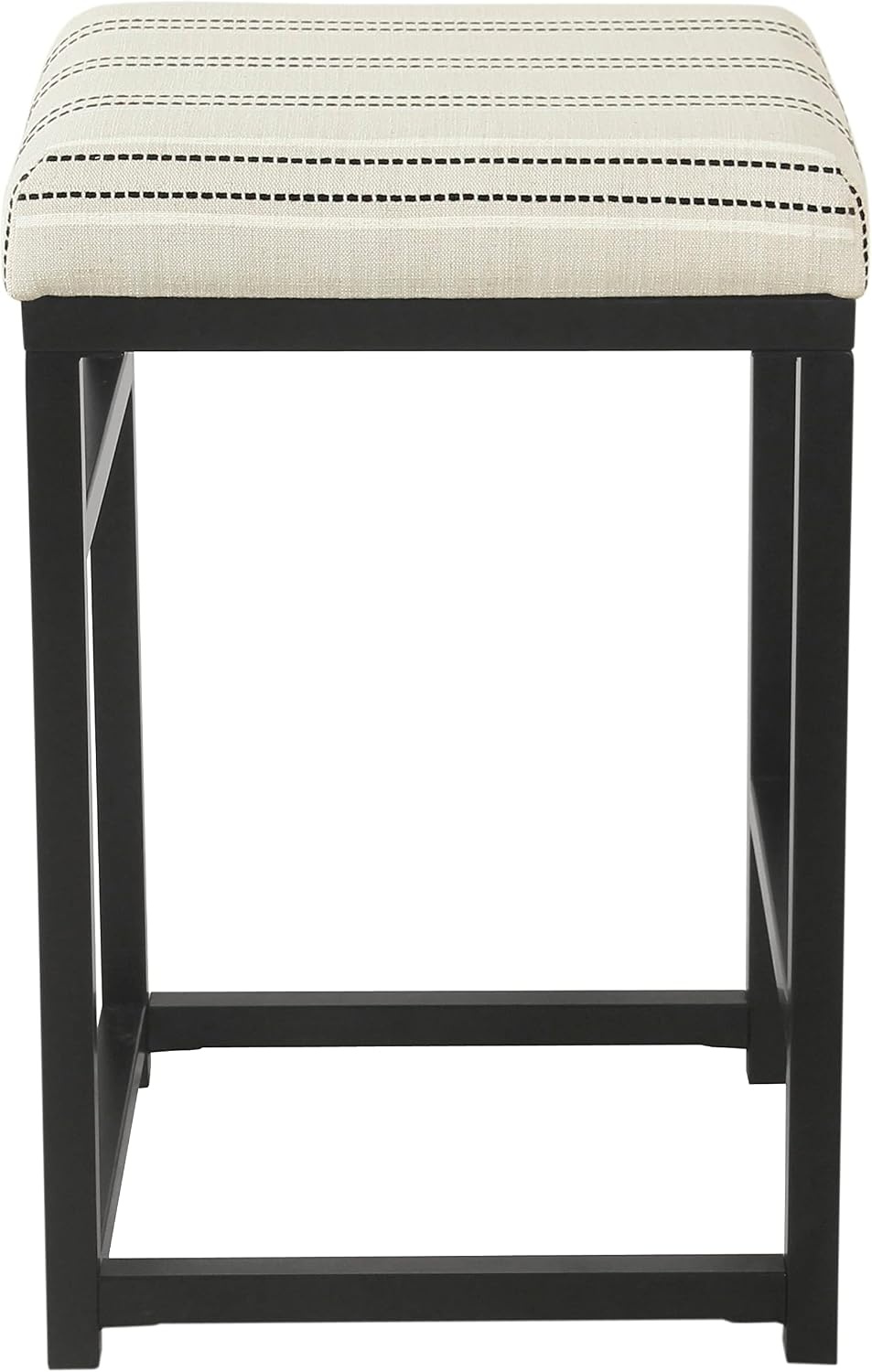 image:imageHomePop Backless Metal Frame Barstool 24inch Charcoal Square GeometricBlack and White