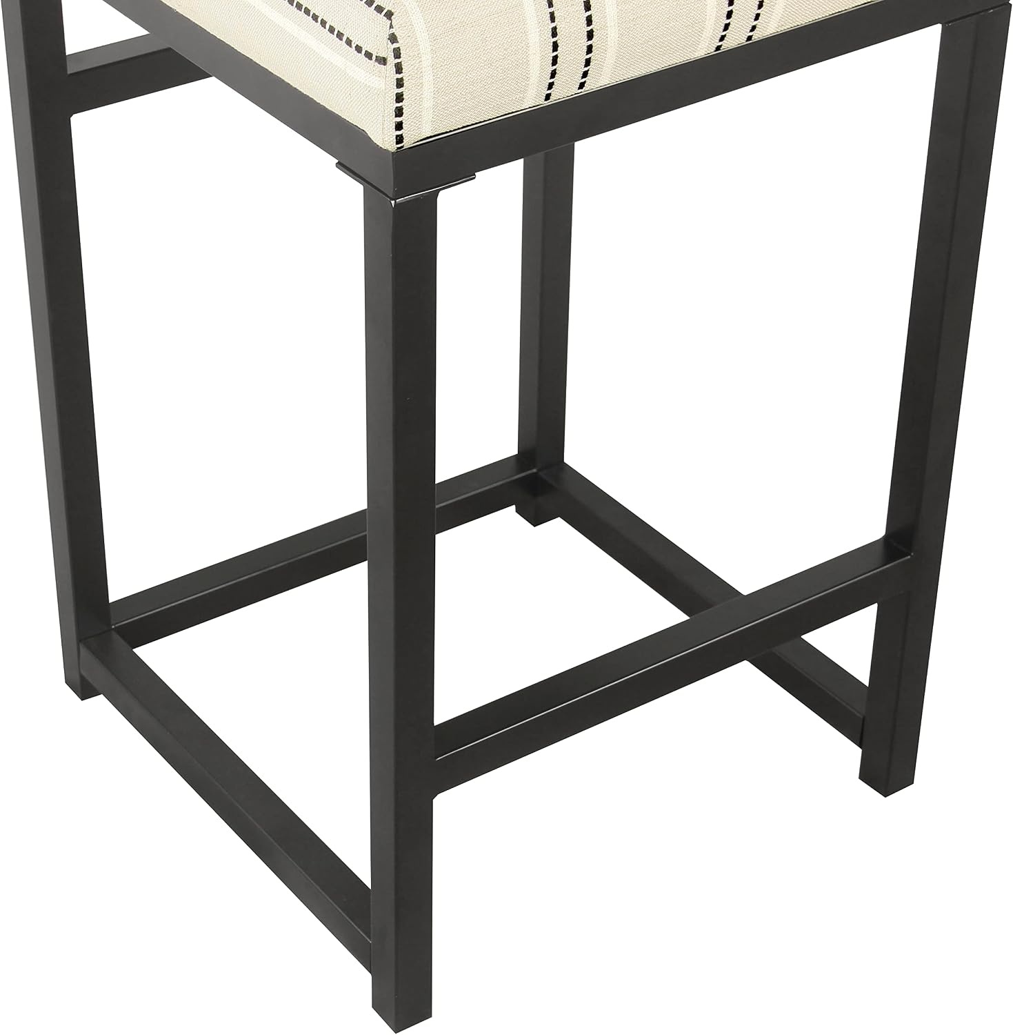 image:imageHomePop Backless Metal Frame Barstool 24inch Charcoal Square GeometricBlack and White