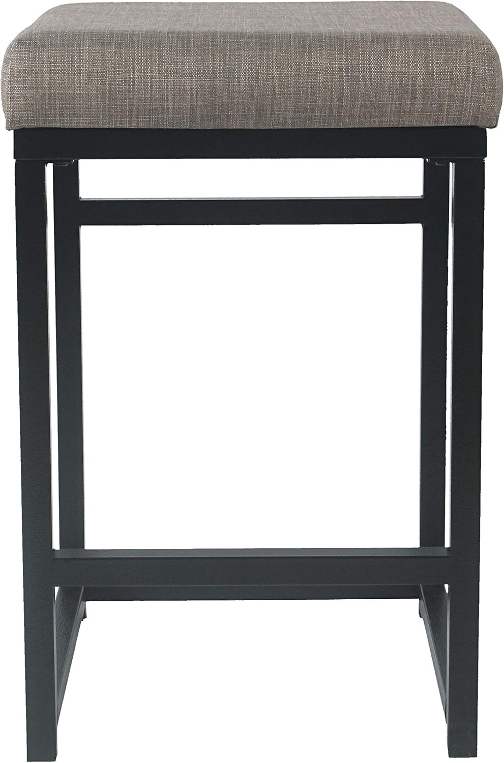 image:imageHomePop Backless Metal Frame Barstool 24inch Charcoal Square GeometricBrown and Black