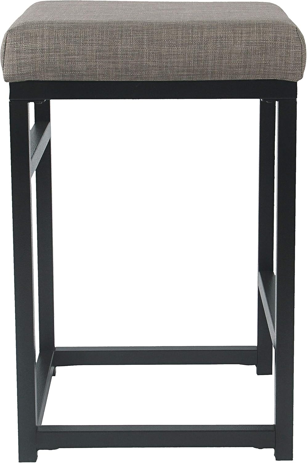 image:imageHomePop Backless Metal Frame Barstool 24inch Charcoal Square GeometricBrown and Black