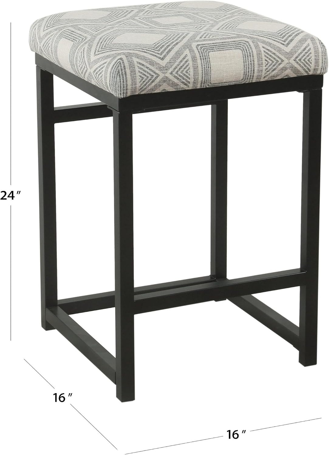 image:imageHomePop Backless Metal Frame Barstool 24inch Charcoal Square GeometricGray and Black