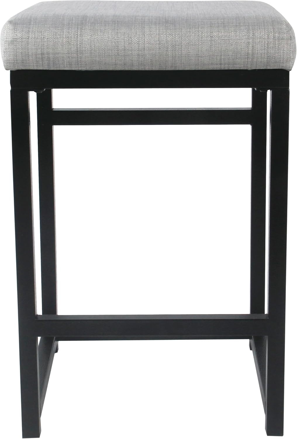 image:imageHomePop Backless Metal Frame Barstool 24inch Charcoal Square GeometricLight Gray
