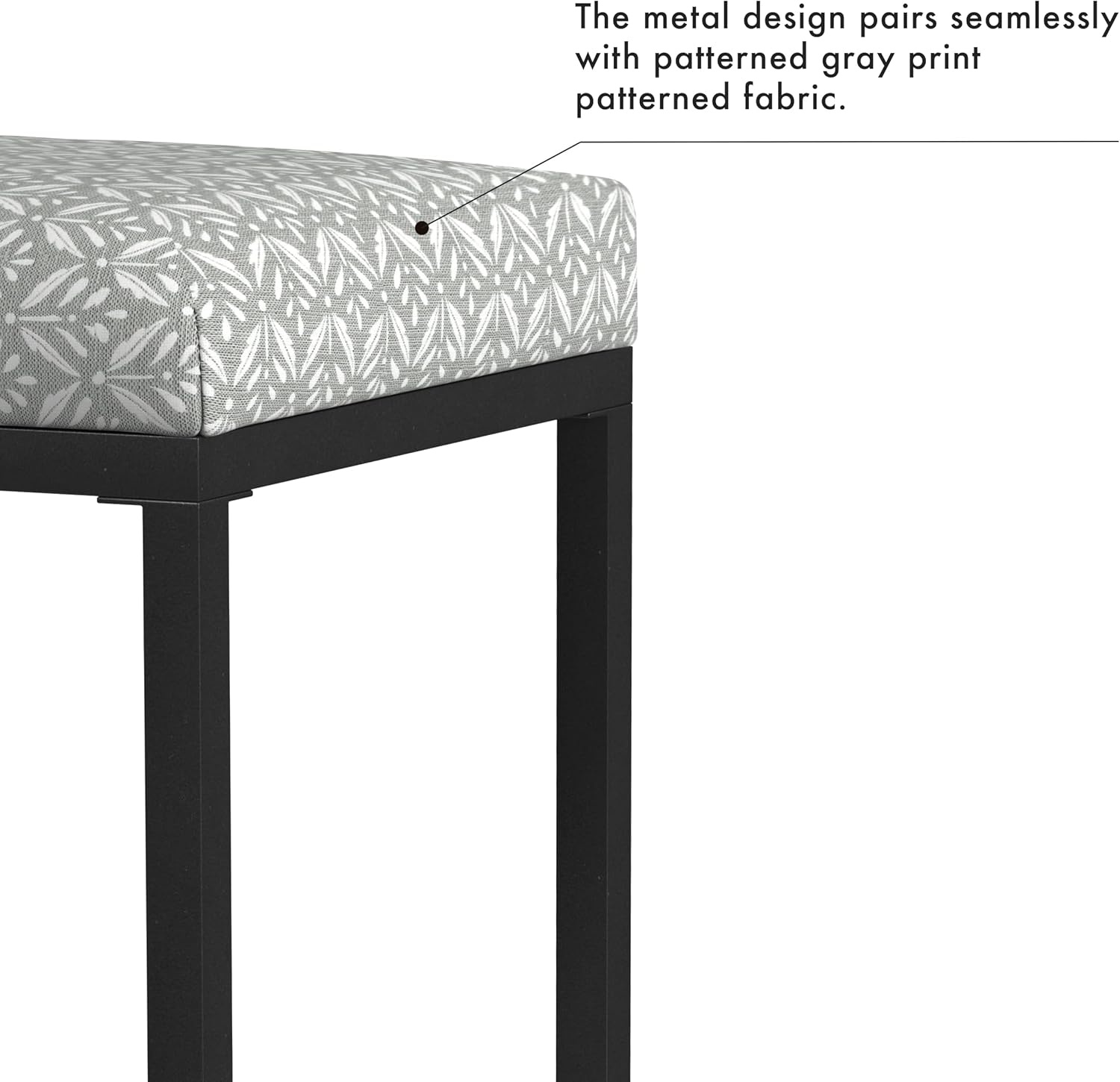 image:imageHomePop Backless Metal Frame Barstool 24inch Charcoal Square GeometricLight Gray Print