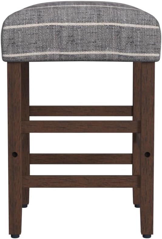 image:imageHomePop Backless Metal Frame Barstool 24inch Charcoal Square GeometricMidnight Gray Woven Stripe