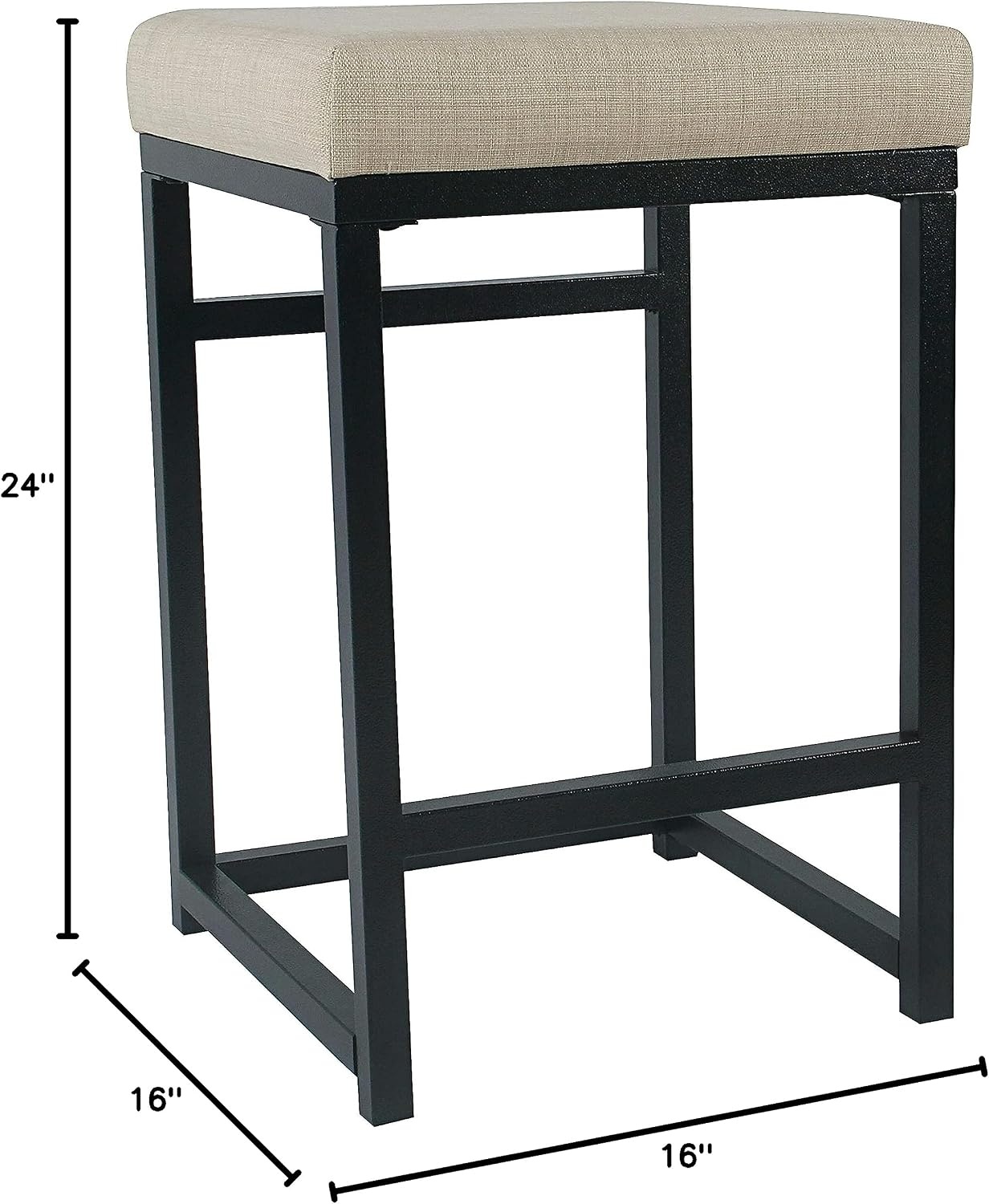 image:imageHomePop Backless Metal Frame Barstool 24inch Charcoal Square GeometricNatural