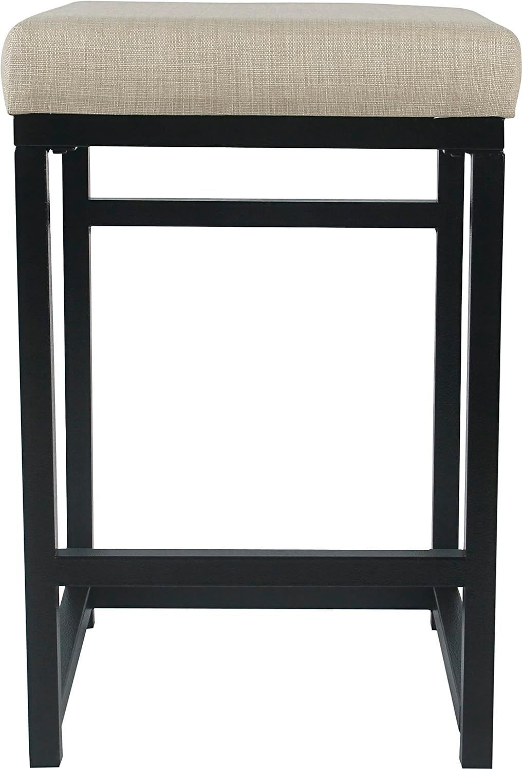 image:imageHomePop Backless Metal Frame Barstool 24inch Charcoal Square GeometricNatural
