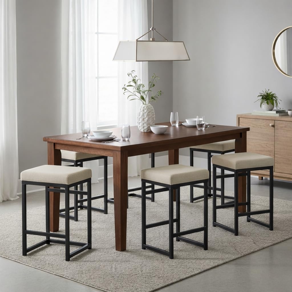 image:imageHomePop Backless Metal Frame Barstool 24inch Charcoal Square GeometricNatural
