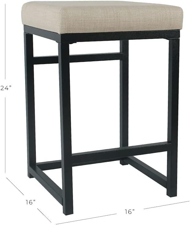 image:imageHomePop Backless Metal Frame Barstool 24inch Charcoal Square GeometricNatural